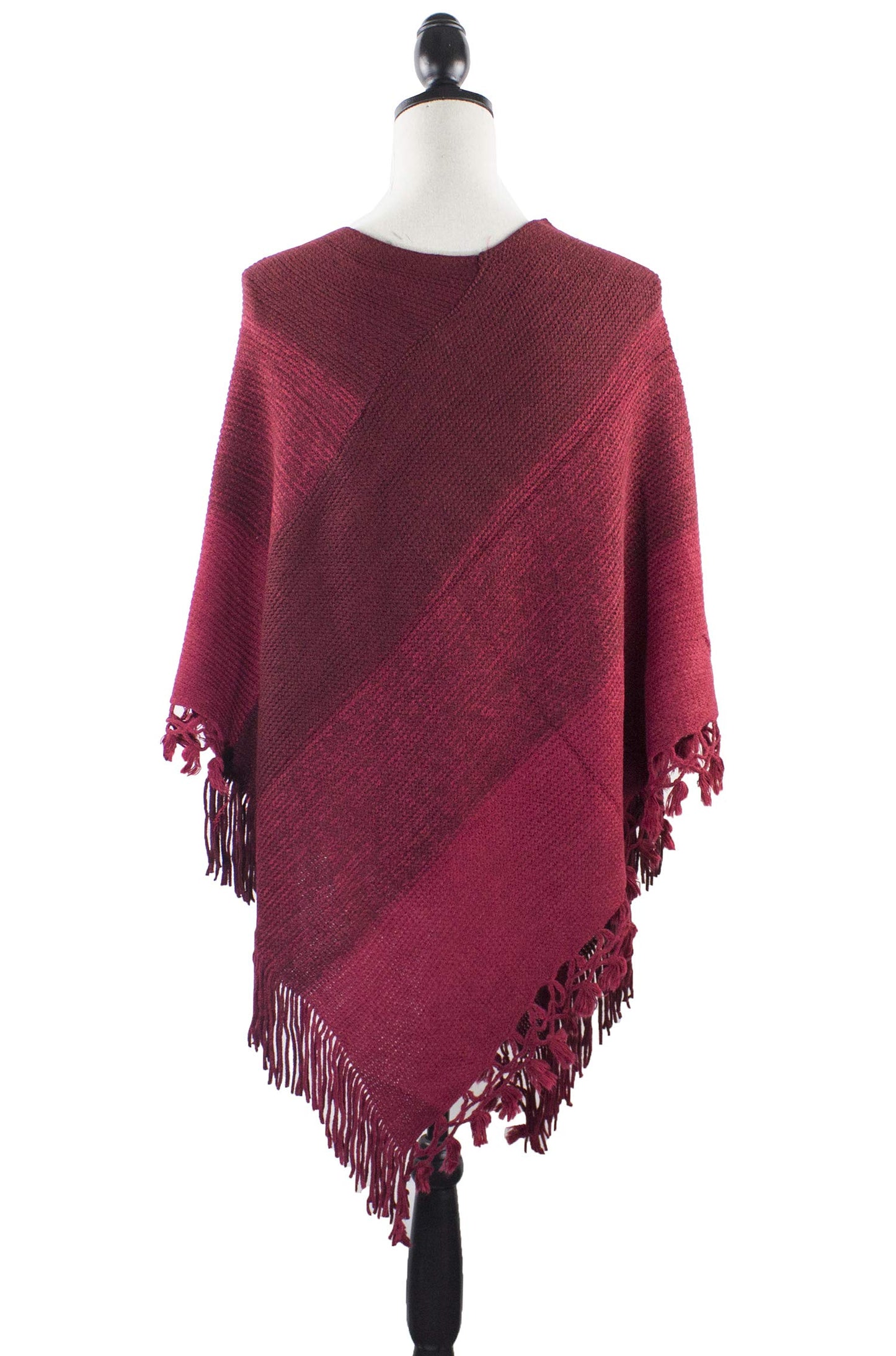 stylesilove Women Color Block Fringe Tassel Poncho Sweater Pullover Cardigan Wrap Topper for Warm Seasons