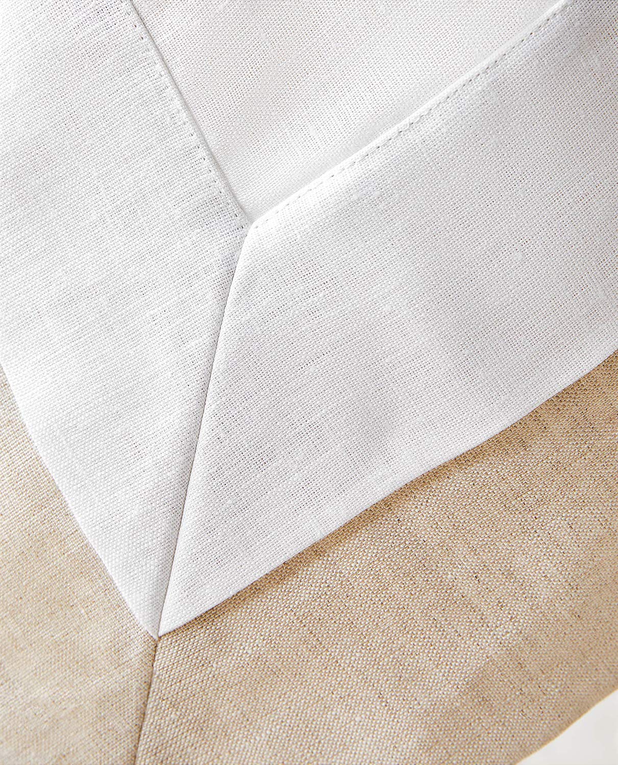 Fennco Styles Contemporary Double-Layer Design Linen Blend Table Linens – Natural Table Linens for Wedding, Celebration, Special Events and Home Décor