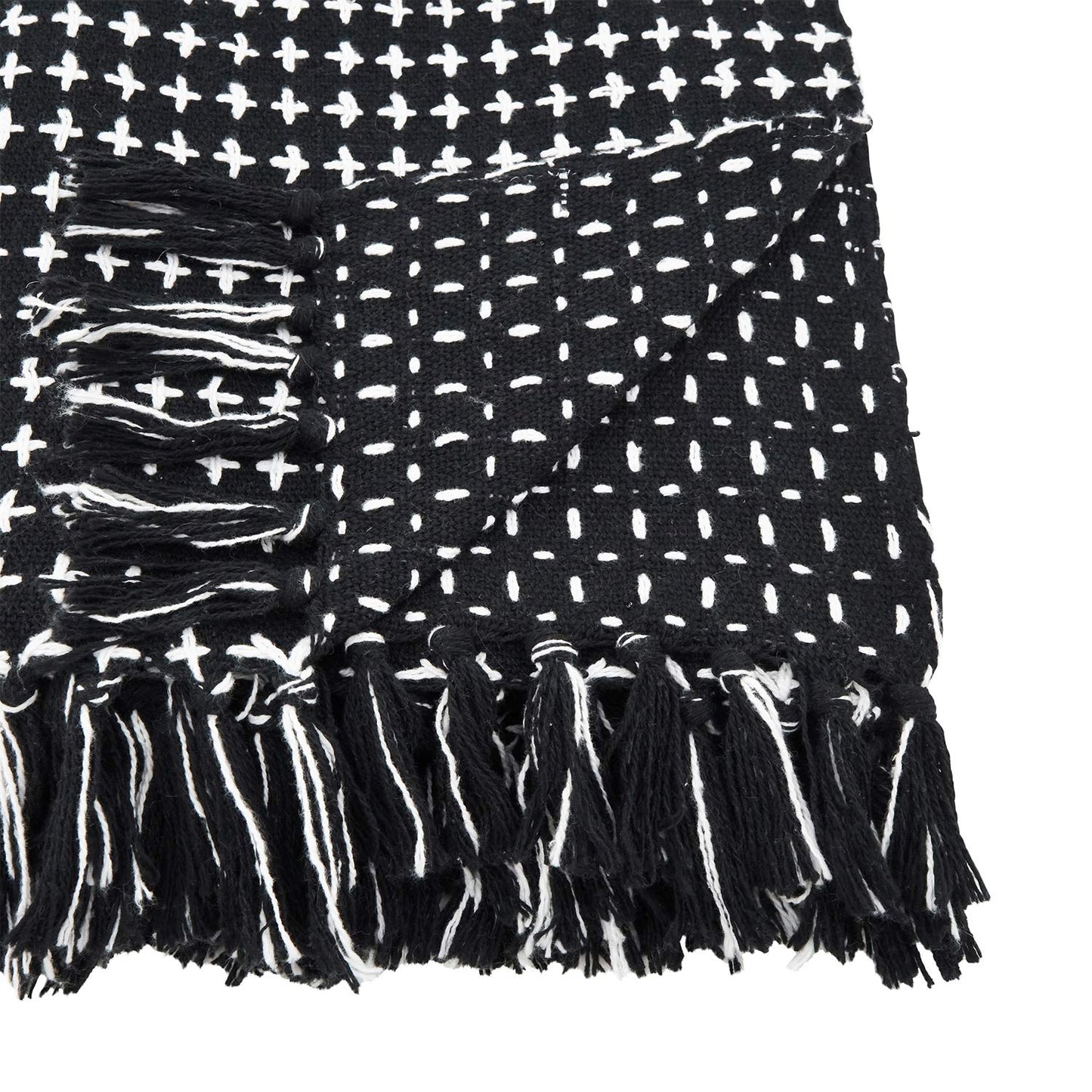Fennco Styles Sevan Collection Contemporary Stitch Fringed 100% Cotton 50 x 60 Inch Throw – Variety Design Throw Blanket for Couch, Bedroom and Living Room Décor