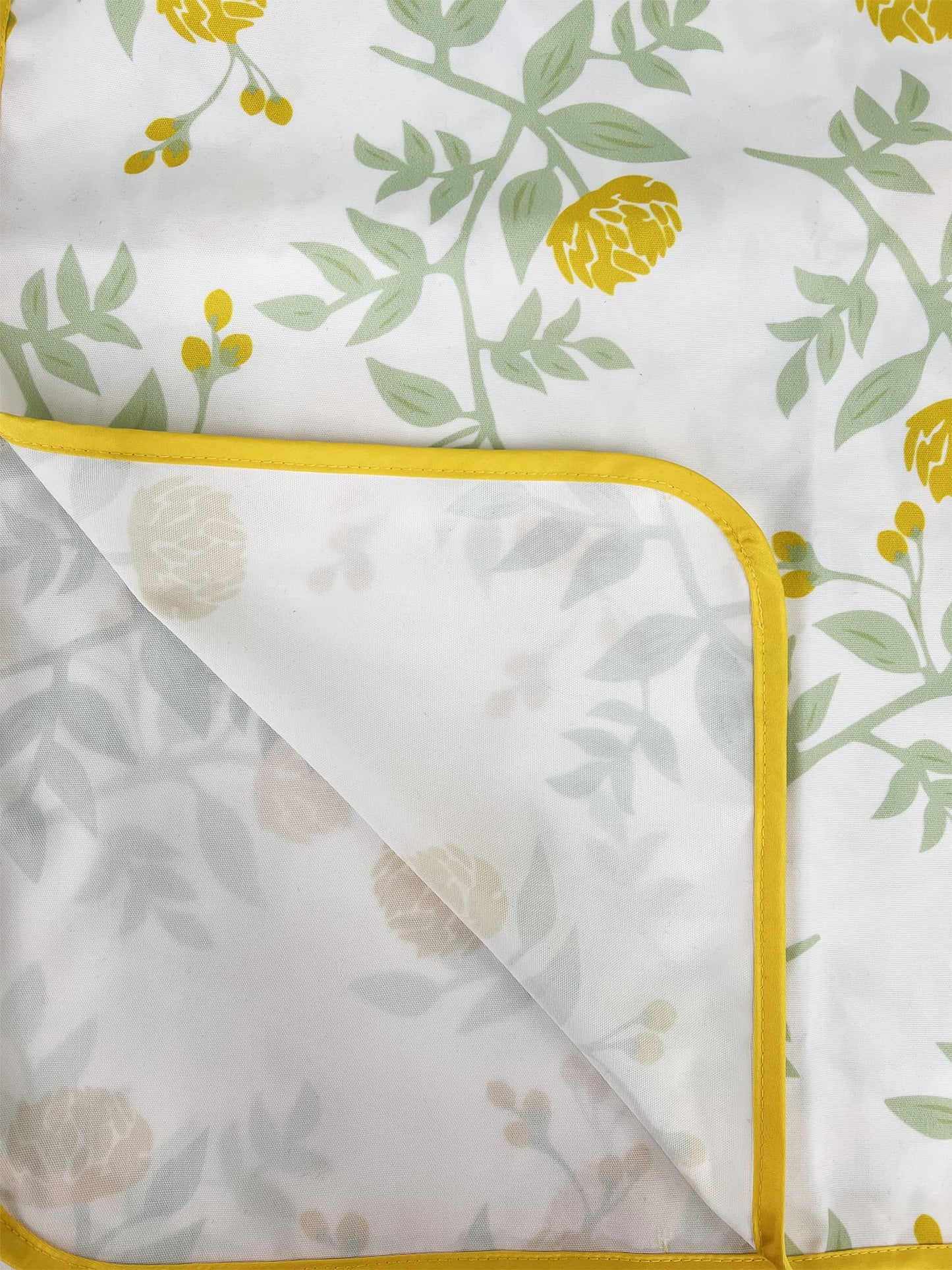 Fennco Styles Garden Floral Print Tablecloth 55" W x 55" L - Yellow Flowers Wrinkle-Free Washable Table Cover for Everyday Use, Banquets, Holidays, Indoor Outdoor Events and Special Occasions