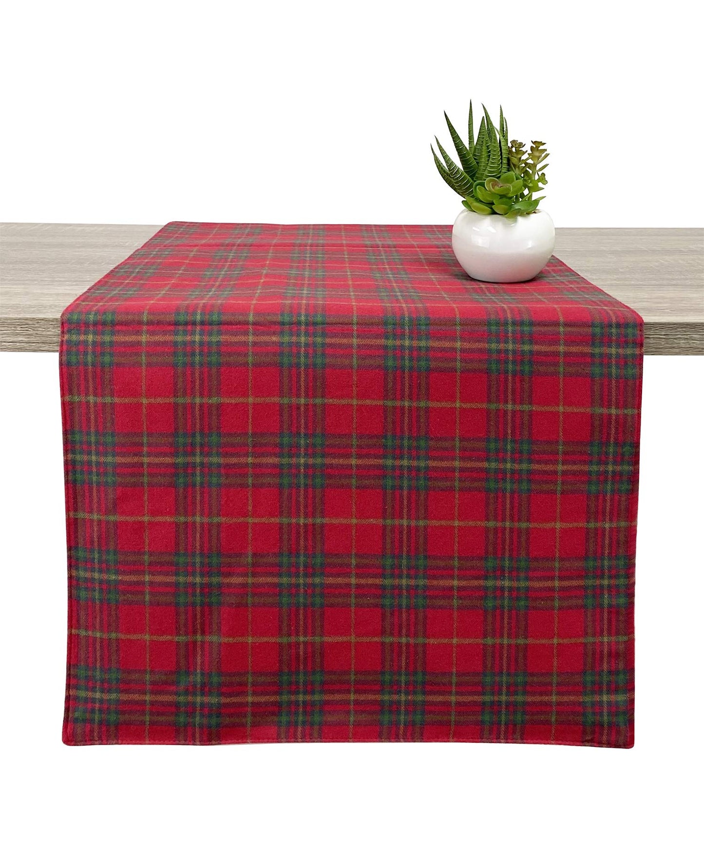 Fennco Styles Rustic Tartan Plaid Cotton Table Runner 16" W x 72" L - Terracotta Table Cover for Home Décor, Dining Table, Banquets, Holiday and Everyday Use