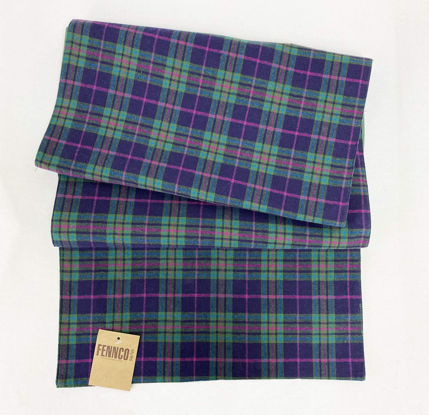 Fennco Styles Rustic Tartan Plaid Cotton Table Runner 16" W x 72" L - Terracotta Table Cover for Home Décor, Dining Table, Banquets, Holiday and Everyday Use