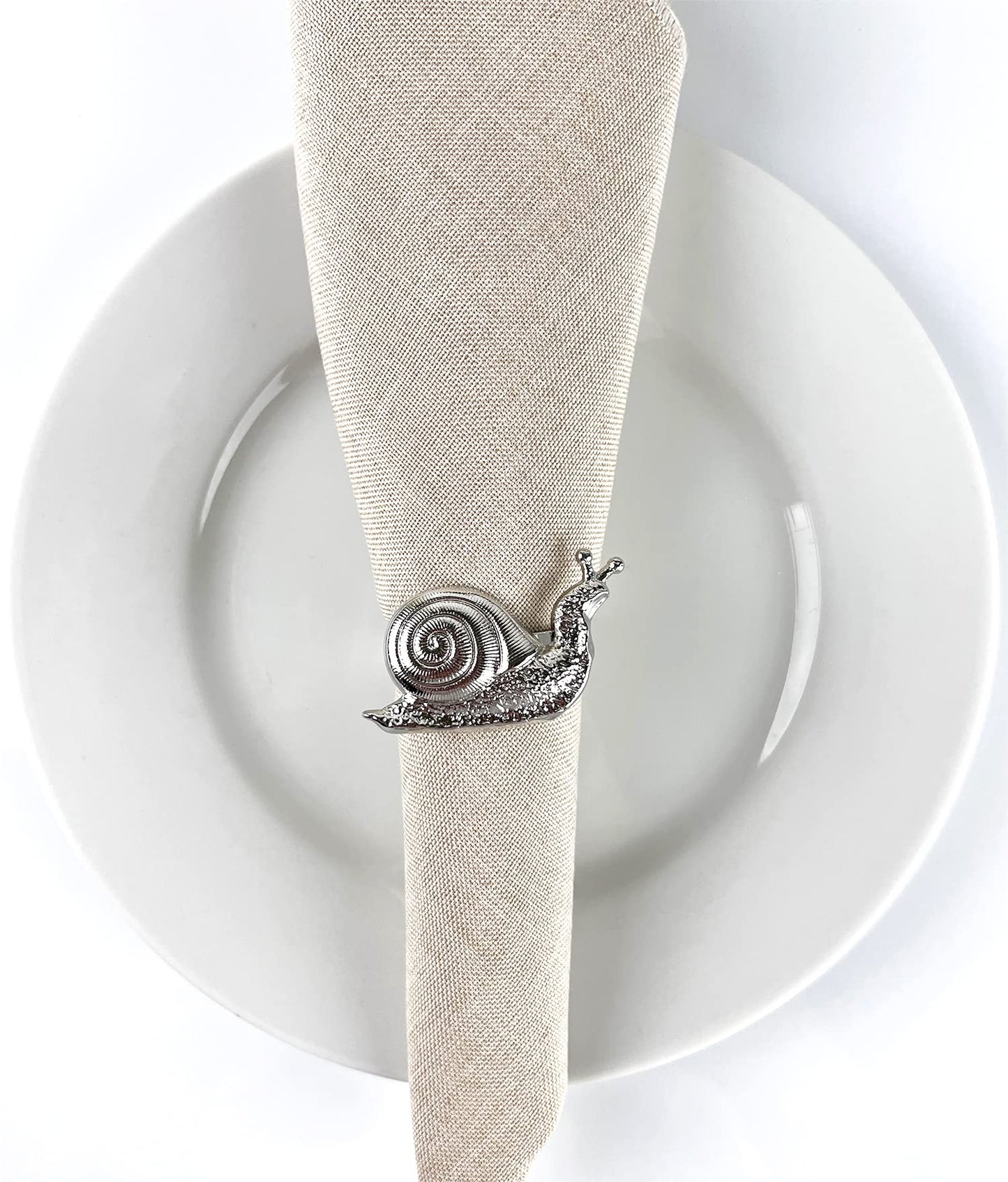 Fennco Styles Nature's Touch Snail Metal Napkin Rings, Set of 4 – Copper Napkin Holders for Family Dinner, Themed Party, Table Décor, Banquets, Holidays and Special Occasion