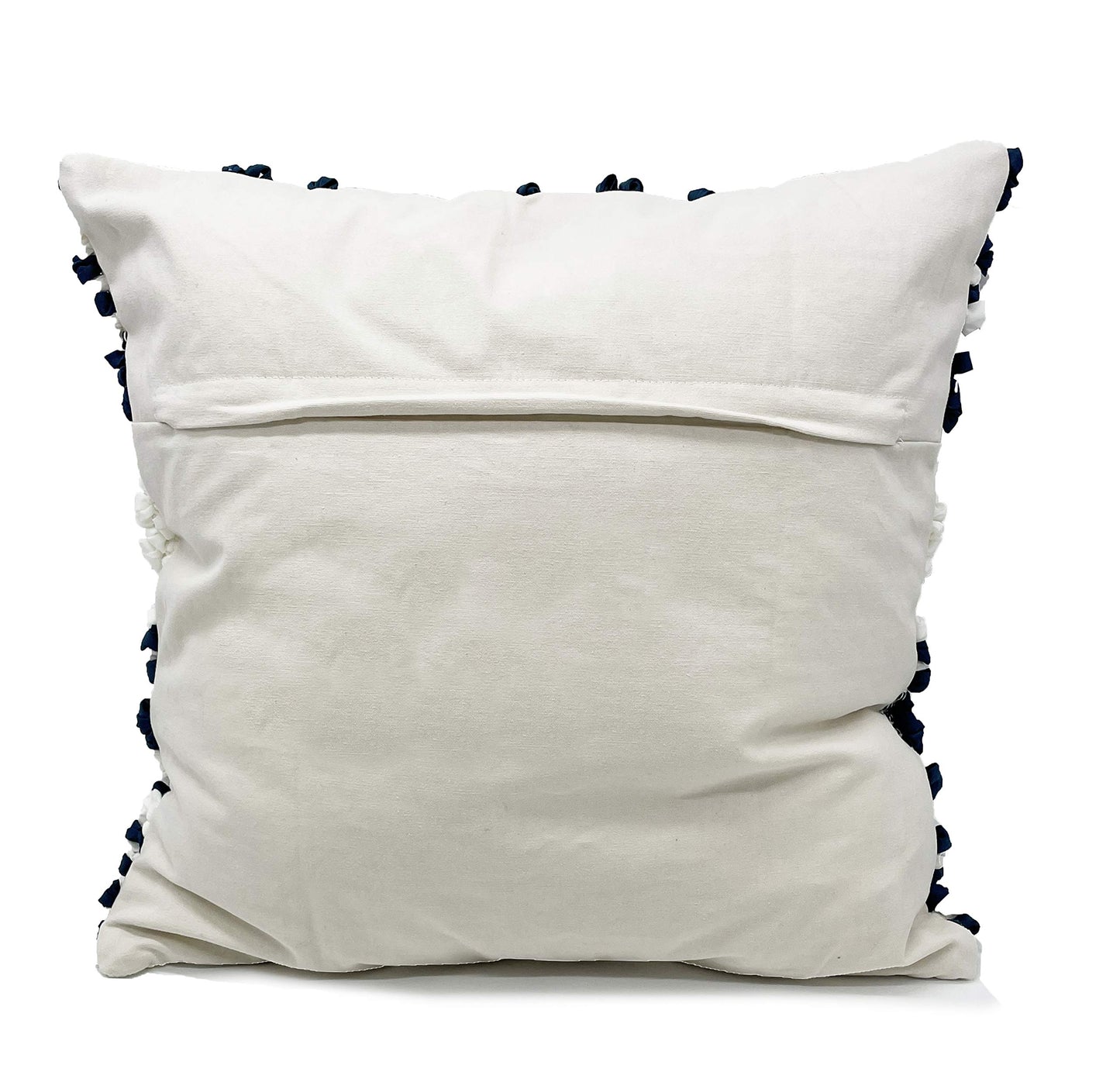 Fennco Styles Handmade Geometric Cotton Blend Decorative Throw Pillow Cover 18" W x 18" L - White Woven Pillow Case for Home, Couch, Bedroom, Bench and Office Décor