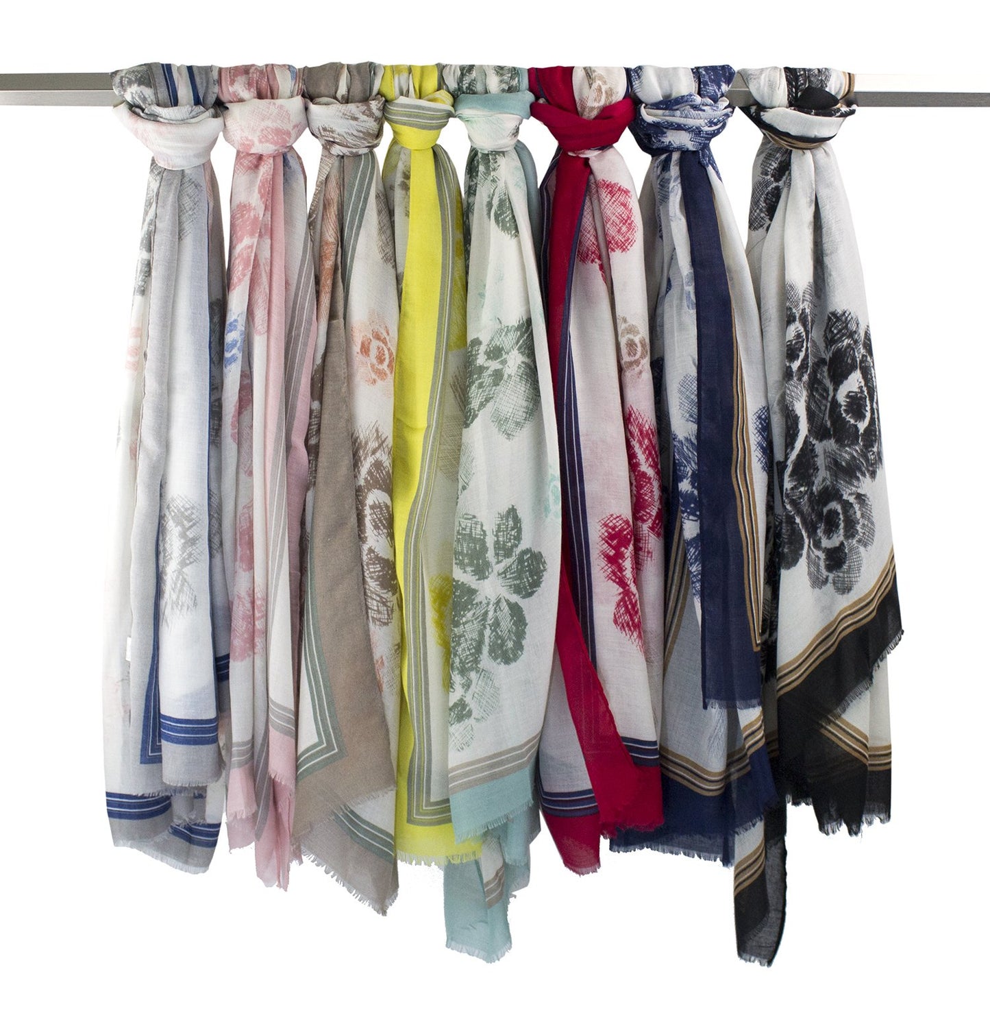 stylesilove Women Vintage Flower Frayed Edges Oversized Scarf Soft Shawl