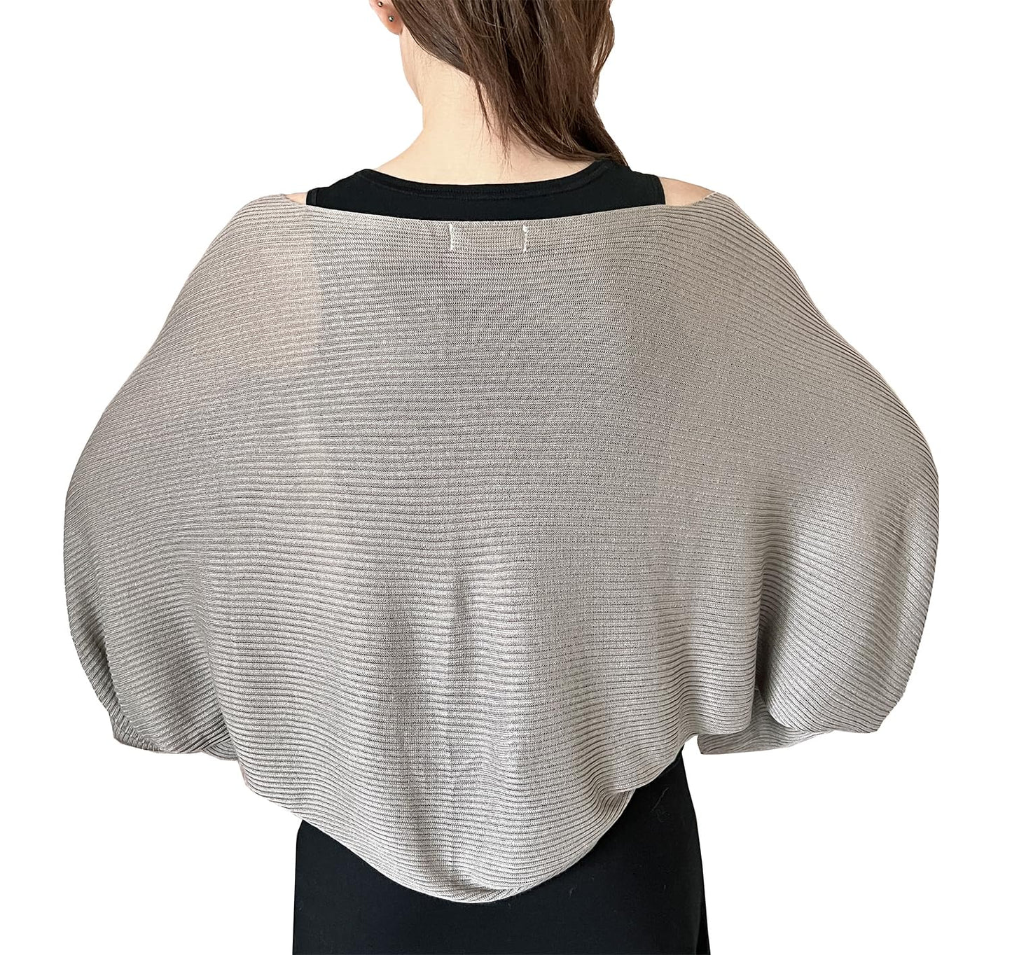 stylesilove Women Lightweight Ribbed Knit Bolero Shrug Long Sleeve Solid Cardigan Soft Sweater Open Front Cape Shawl