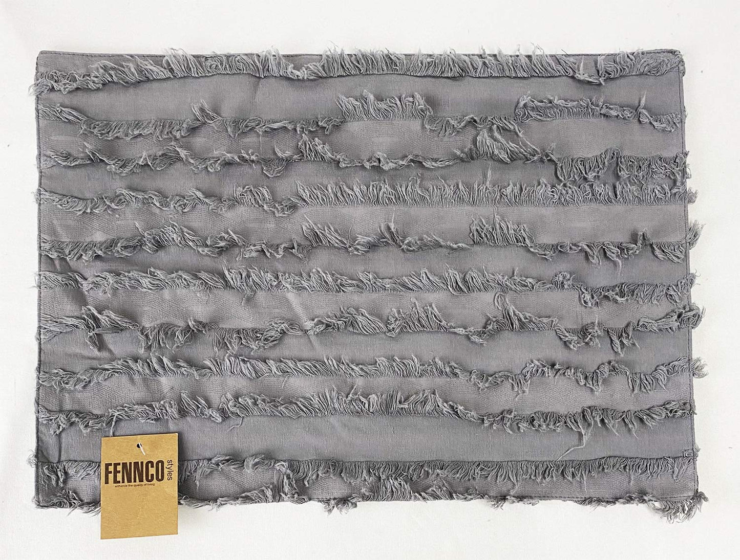 Fennco Styles Modern Fringe Stripe Cotton Table Runner 15" W x 72" L - Table Cover for Home Décor, Dining Table, Banquet, Everyday Use and Special Occasion