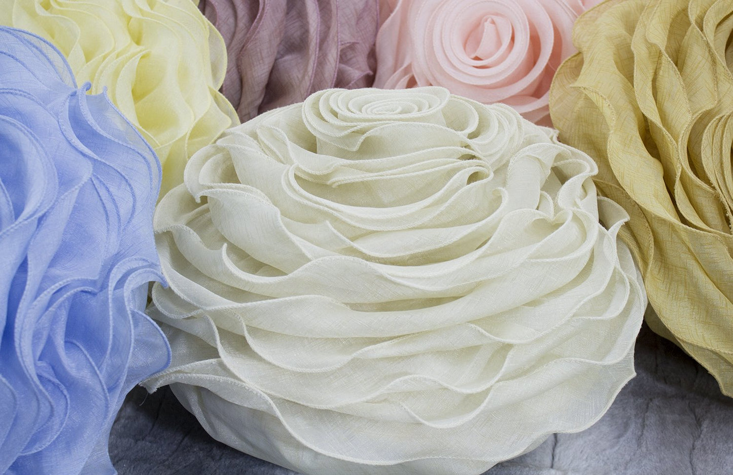 Fennco Styles Beautiful Handmade 3D Rose with Custom Made Fabric Decorative Throw Pillow 16" Round