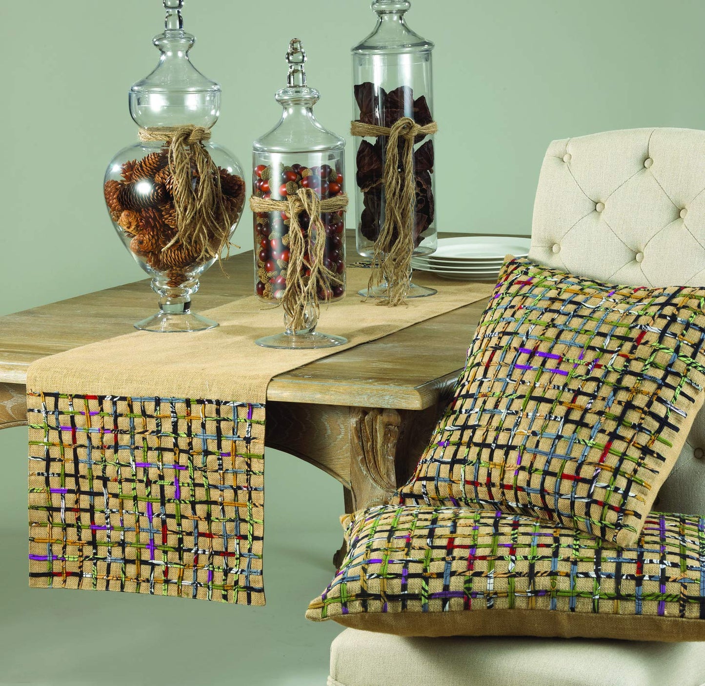 Fennco Styles Multi Color Open Weave Burlap Table Runner - Natural Jute Table Runner for Everyday Use, Wedding, Family Gathering, Indoor Outdoor Parties and Special Occasion