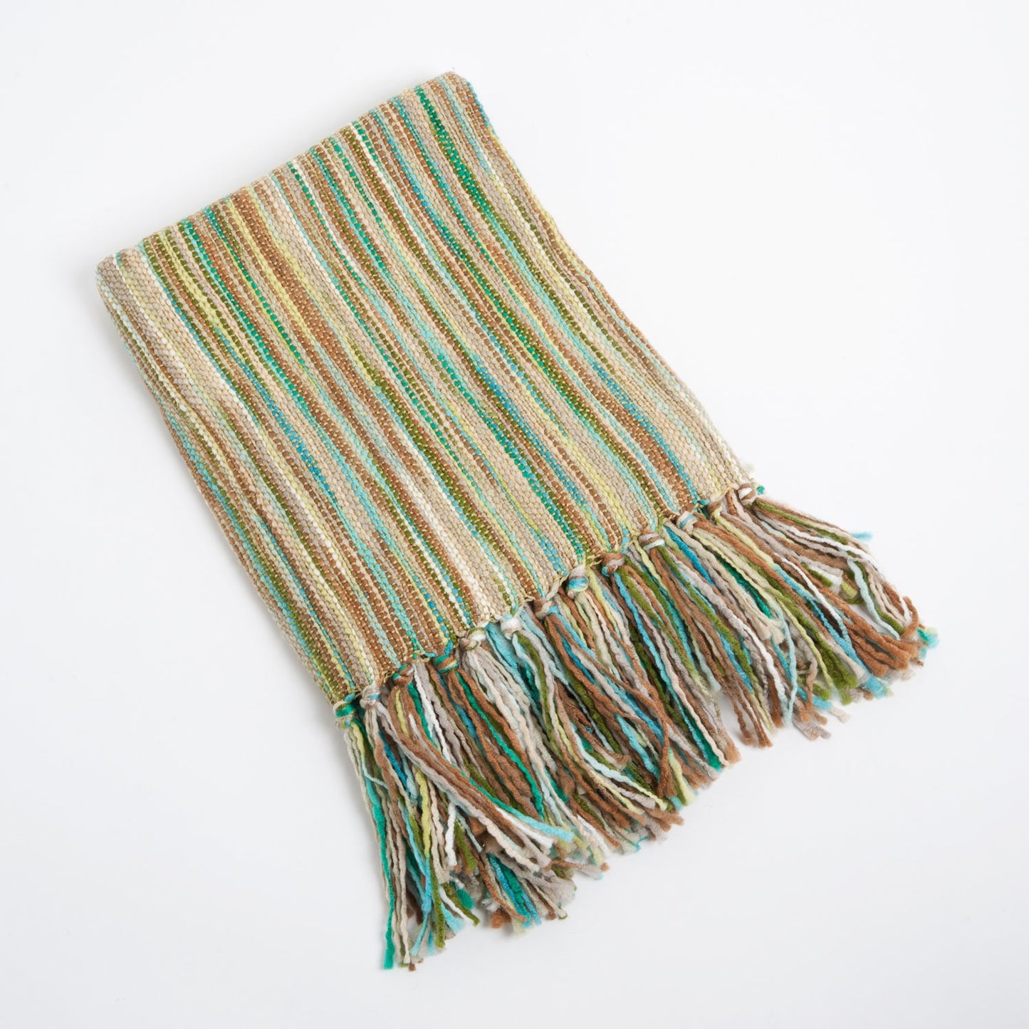 Fennco Styles Woven Contemporary Throw Blanket with Fringe (Green)