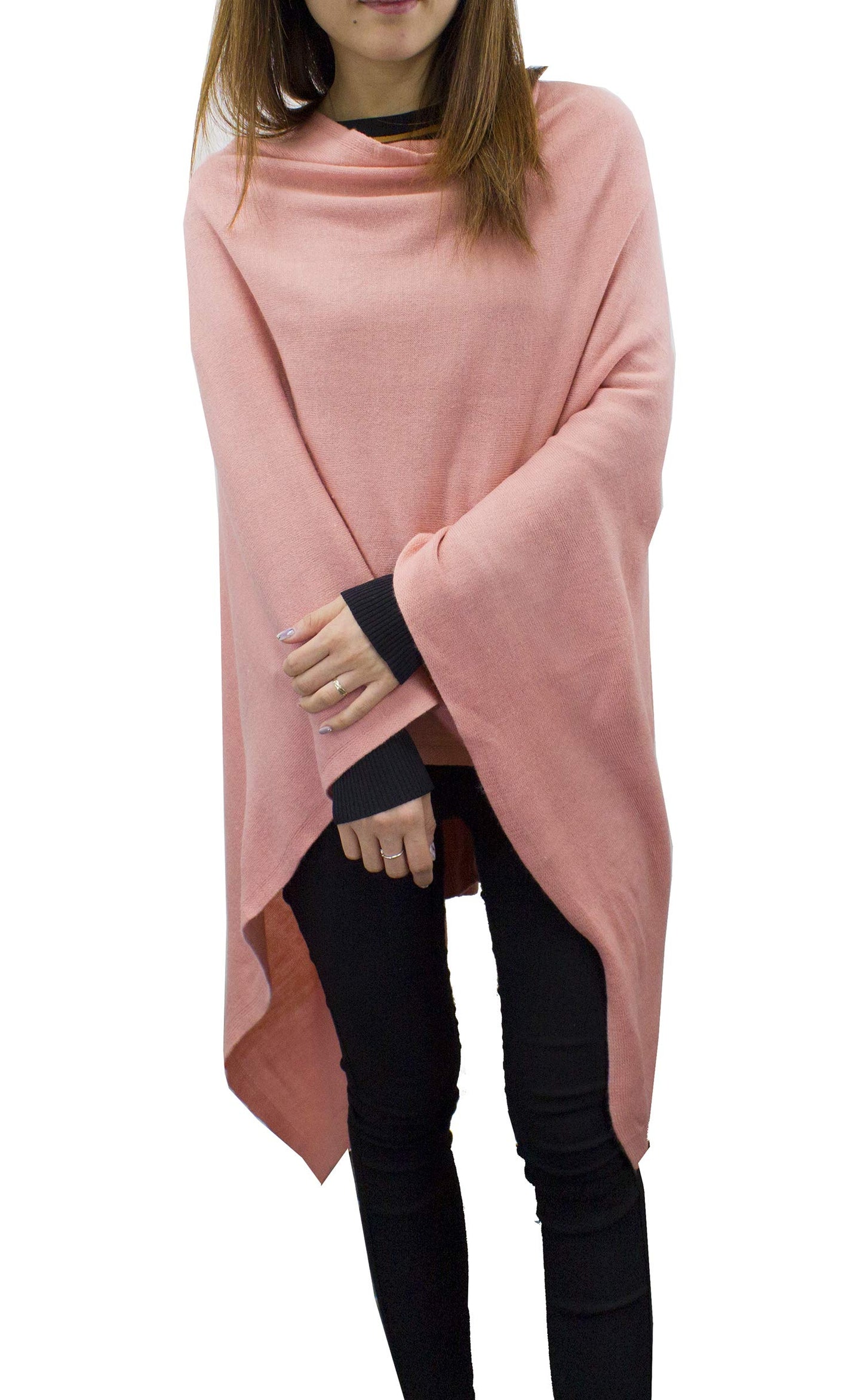 stylesilove Women Ultra Soft Knit Poncho Sweater Pullover Cardigan Lightweight Wrap Topper for All Season