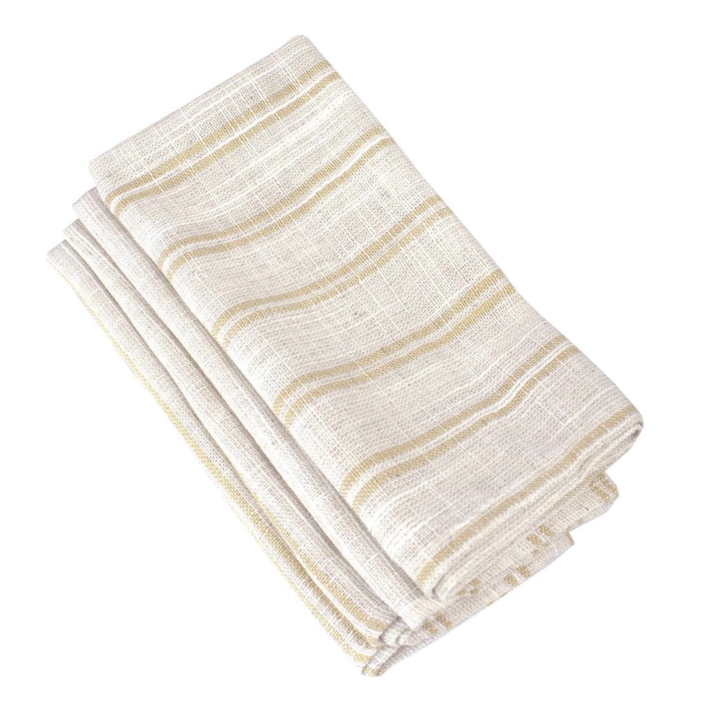 Fennco Styles Modern Striped Linen Blend Table Runner 16" W x 54" L - Beige Woven Table Cover for Home Décor, Dining Table, Banquets, Family Gathering and Special Events
