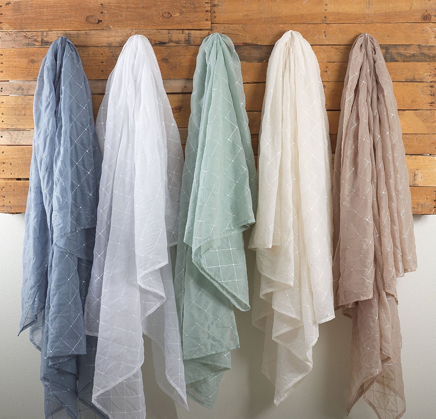 Fennco Styles La Belle Epoque Stitched Sheer Tablecloth, 5 Colors (60"x60", Ivory)