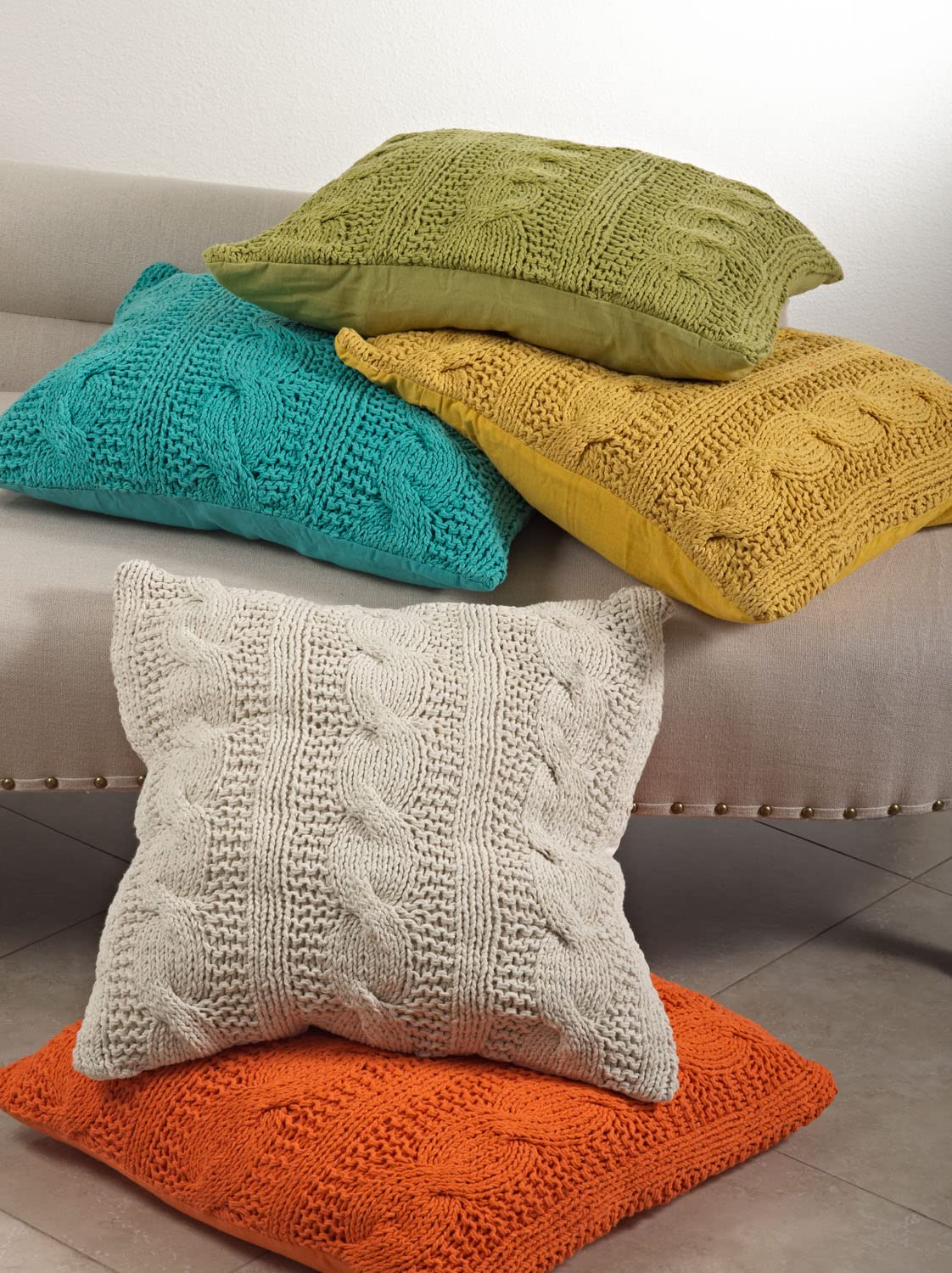 Fennco Styles Cable Knit Design Cotton Throw Pillow 20 x 20 Inch Throw Pillow for Home, Couch, Living Room and Bedroom Decor