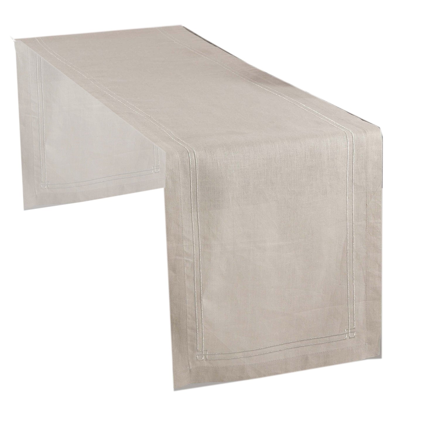 Fennco Styles Kaitlyn Collection Embroidered Linen Table Cover - Neutral Table Linen for Everyday Use, Banquets, Family Gathering and Special Occasion
