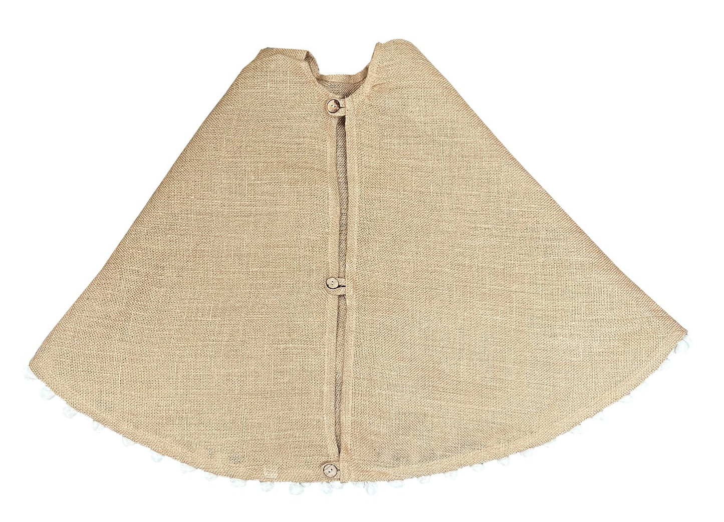 Amy's HomeGoods Pompom Trim Jute Holiday Christmas Tree Skirt (56" Tree Skirt)