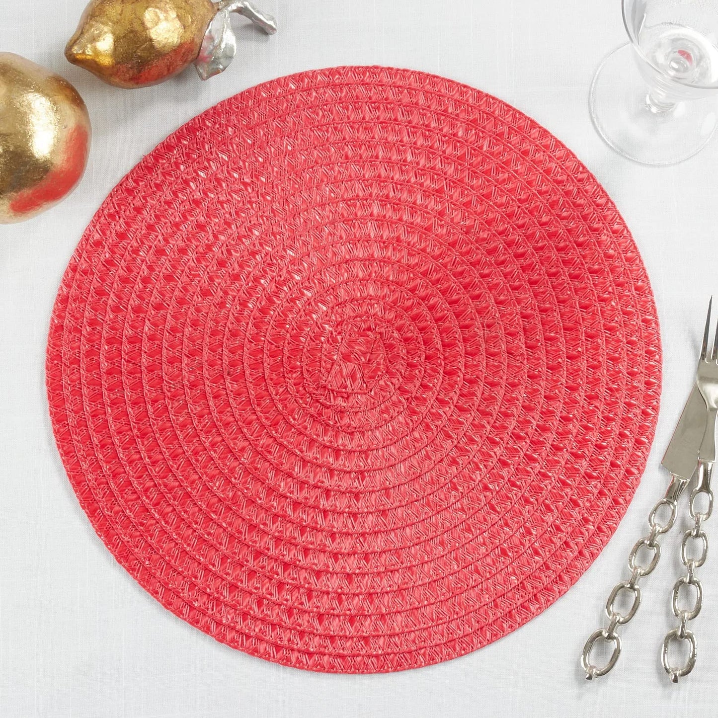 Fennco Styles Modern Everyday Textured Placemats 15 Inches Round, Set of 4 – Black Woven Table Mats for Home, Dining Room Décor, Banquets, Indoor & Outdoor and Special Events