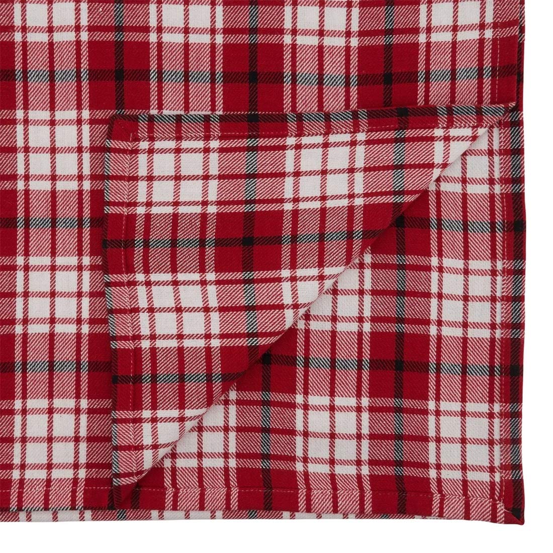 Fennco Style Holiday Plaid Cotton Table Runner 16" W x 72" L - Red Festive Table Cover for Christmas Décor, Everyday Use, Banquet, Family Gathering and Special Occasion