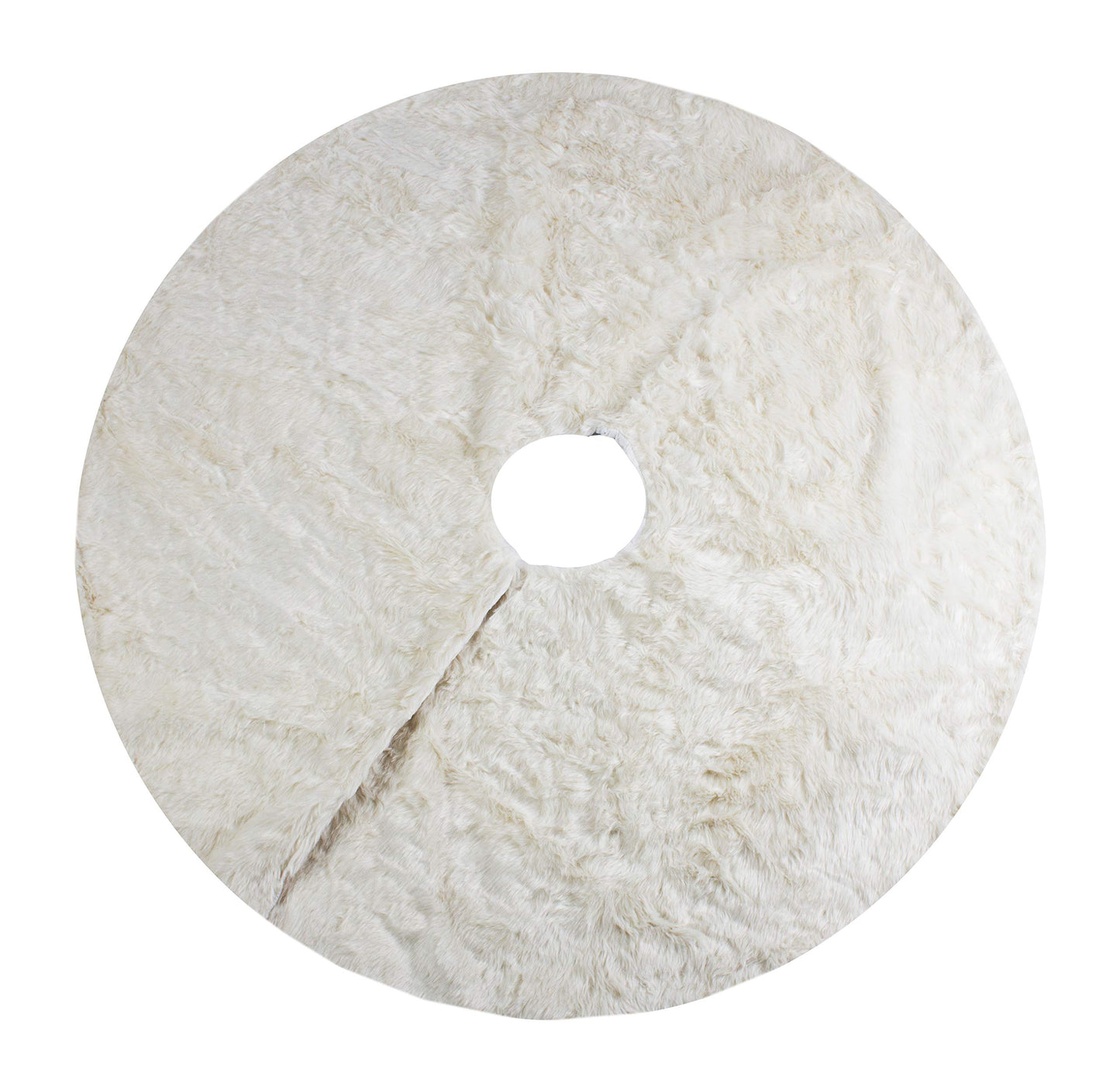 Fennco Styles Exquisite Faux Fur Design White Holiday Christmas Stocking Tree Skirt