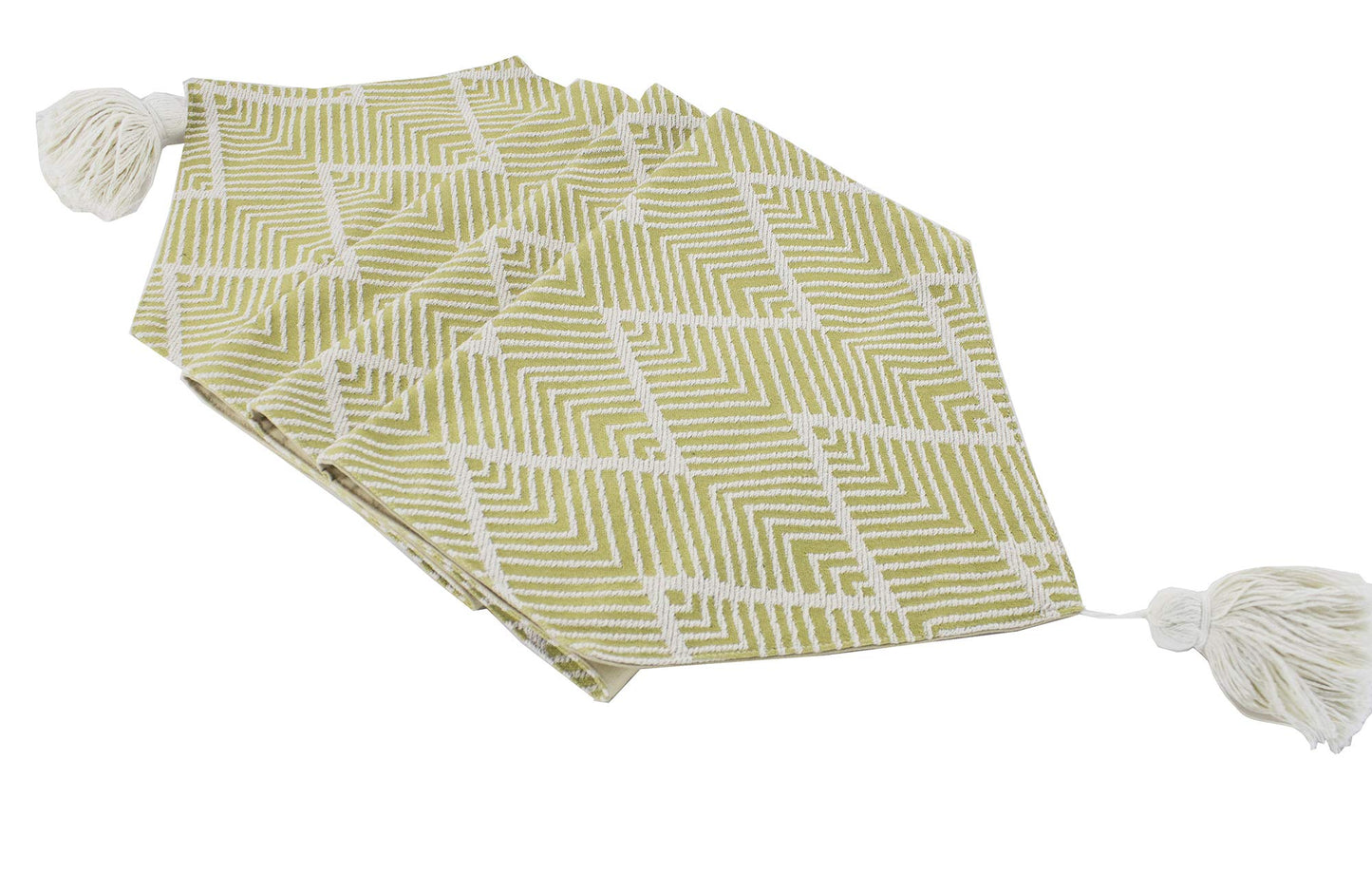 Fennco Styles Contemporary Chevron Tassel Cotton Blend 14 x 71 Inch Table Runner – Woven Table Runner for Indoor Party, Family Gathering, Beach House and Home Décor