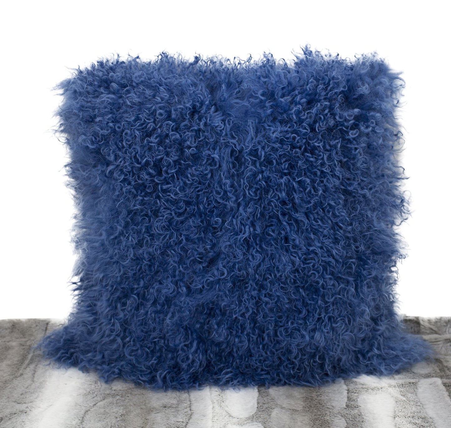 Fennco Styles Luxury Grade A Genuine Mongolian Lamb Fur Down Filled Decorative Throw Pillow