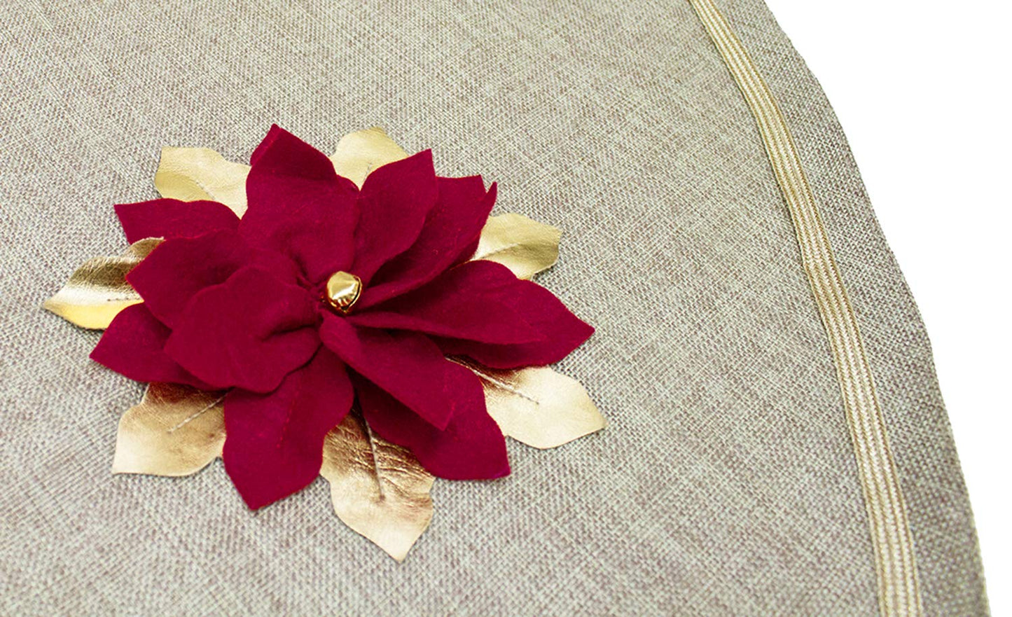 Fennco Styles Unique 3D Poinsettia Christmas Tree Skirt 53 Inch Round - Natural Christmas for Holiday Decoration, Home Décor and Special Events
