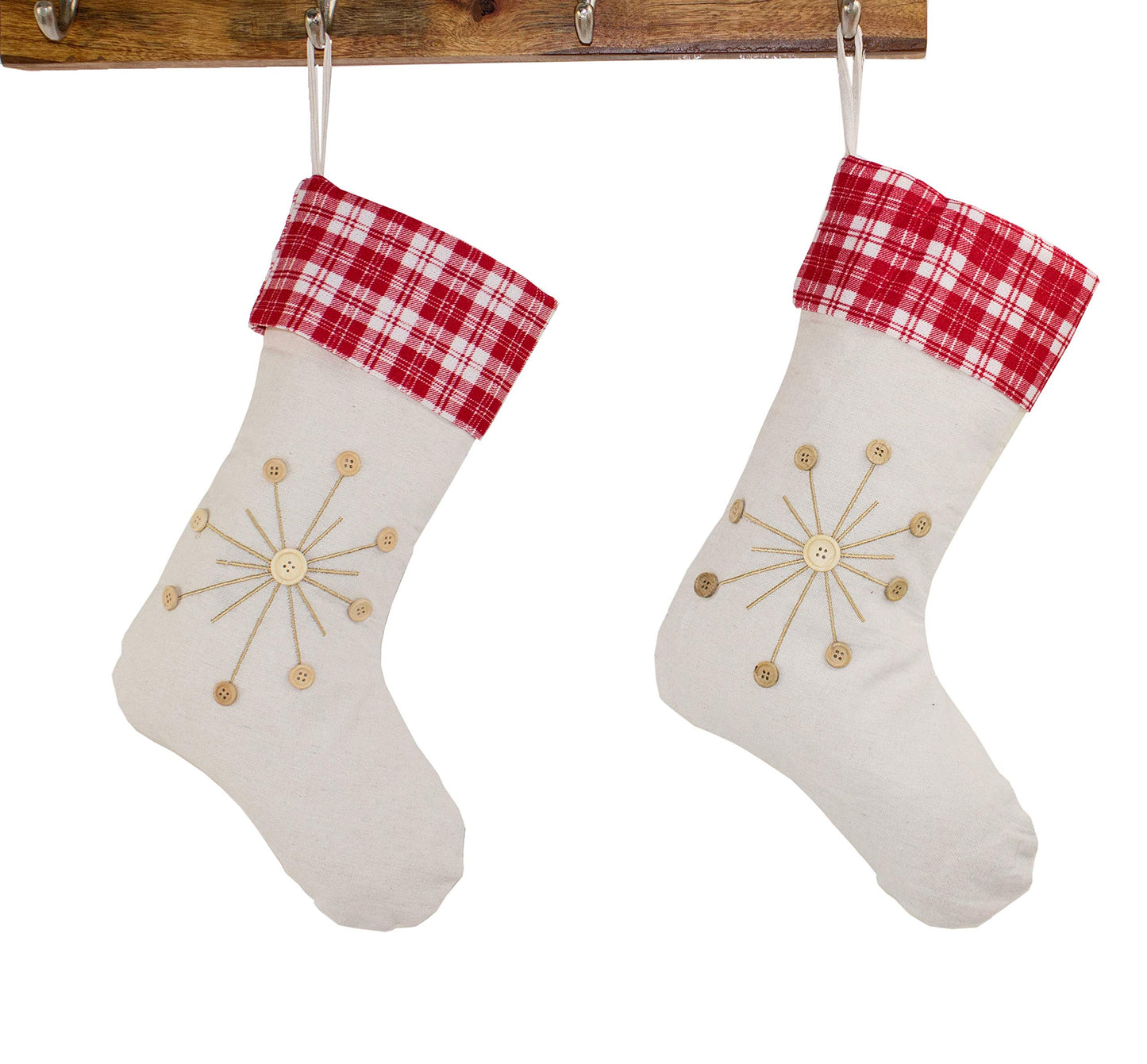 Fennco Styles Holiday Christmas Patterned Linen Hanging Stocking