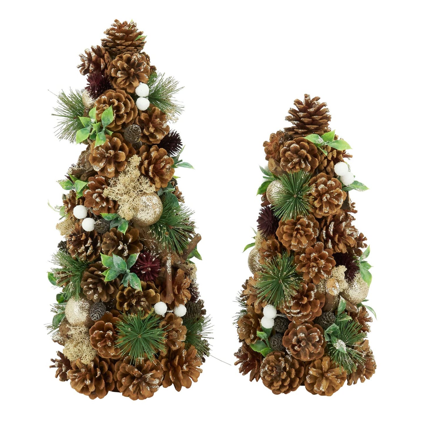 Fennco Styles Handmade Rustic Pinecone & Winter Berry Christmas Tree 17 Inch High - Natural Artificial Tree for Christmas Decorations, Holiday, Desk, Mantels, Tabletop and Fireplace Décor