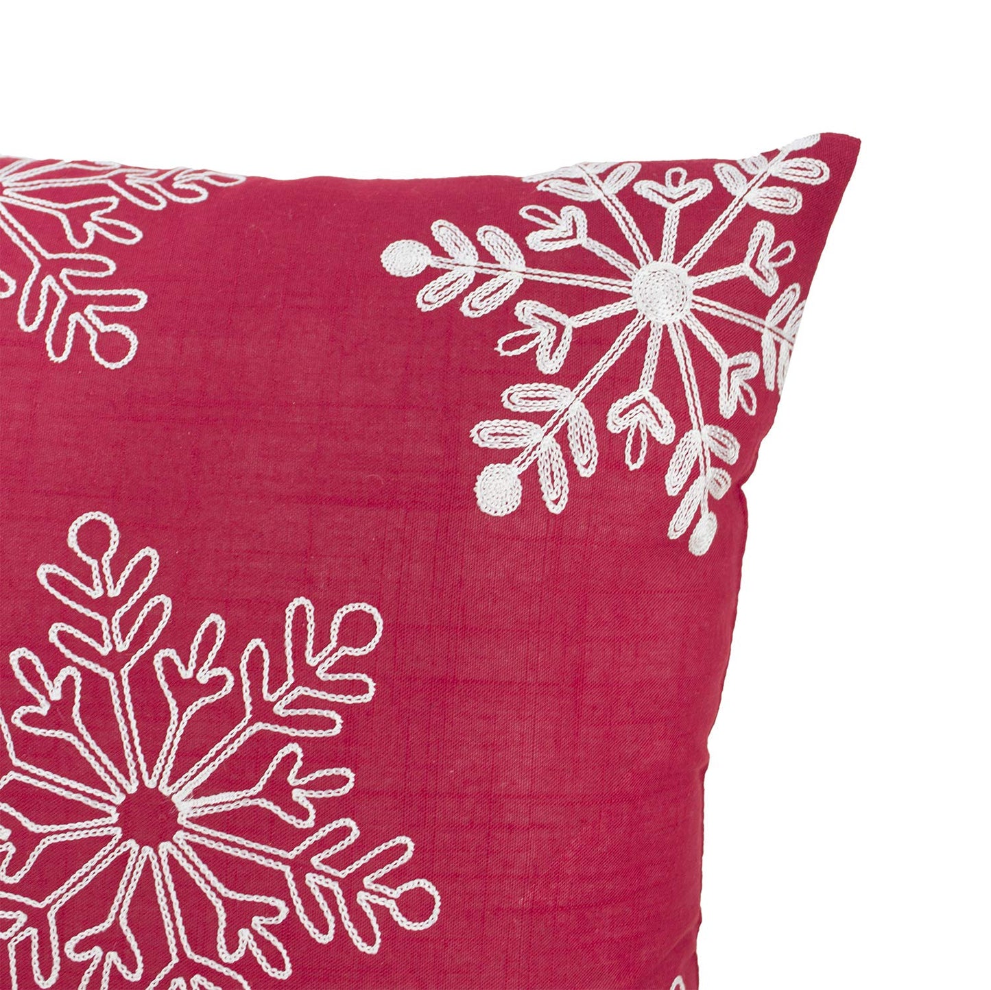 Fennco Styles Embroidered White Snowflake Christmas Tablecloth - Red Table Cover for Holiday Décor, Dinner Party, Banquets and Special Occasion
