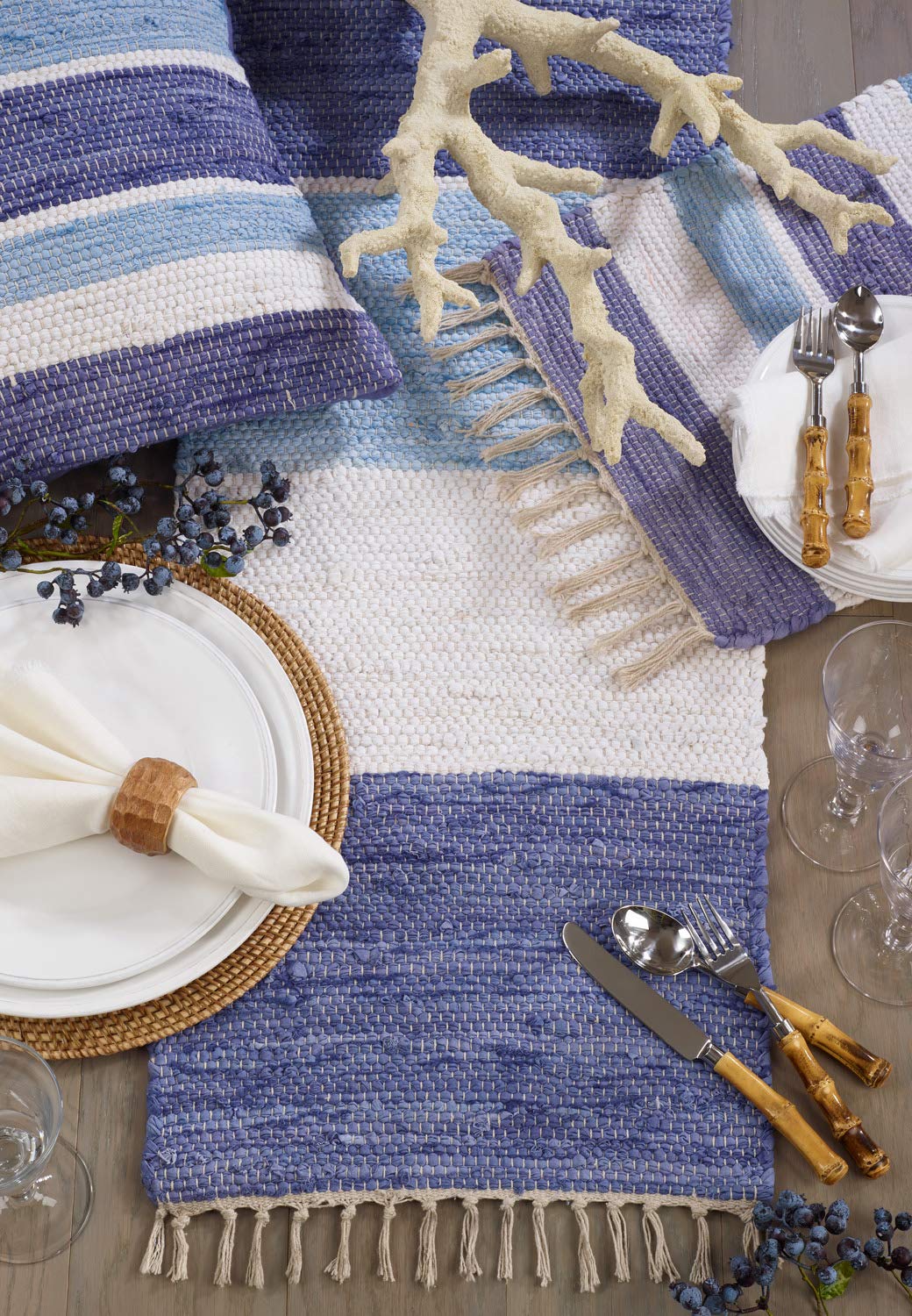 Fennco Styles Amalfi Collection Rustic Tasseled Chindi 100% Pure Cotton Home Décor – Variety Colors Home Décor for Banquets, Dinner Parties, Special Events and Home Décor