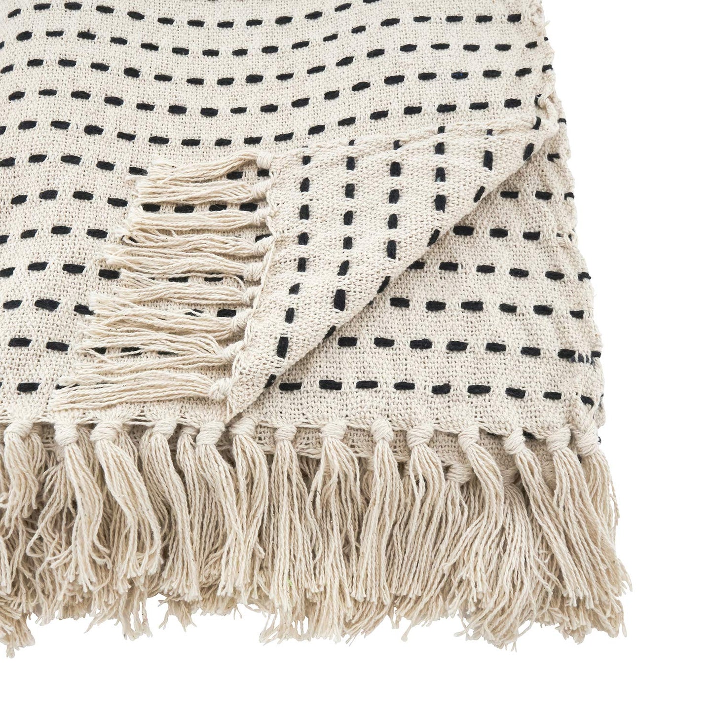 Fennco Styles Sevan Collection Contemporary Stitch Fringed 100% Cotton 50 x 60 Inch Throw – Variety Design Throw Blanket for Couch, Bedroom and Living Room Décor
