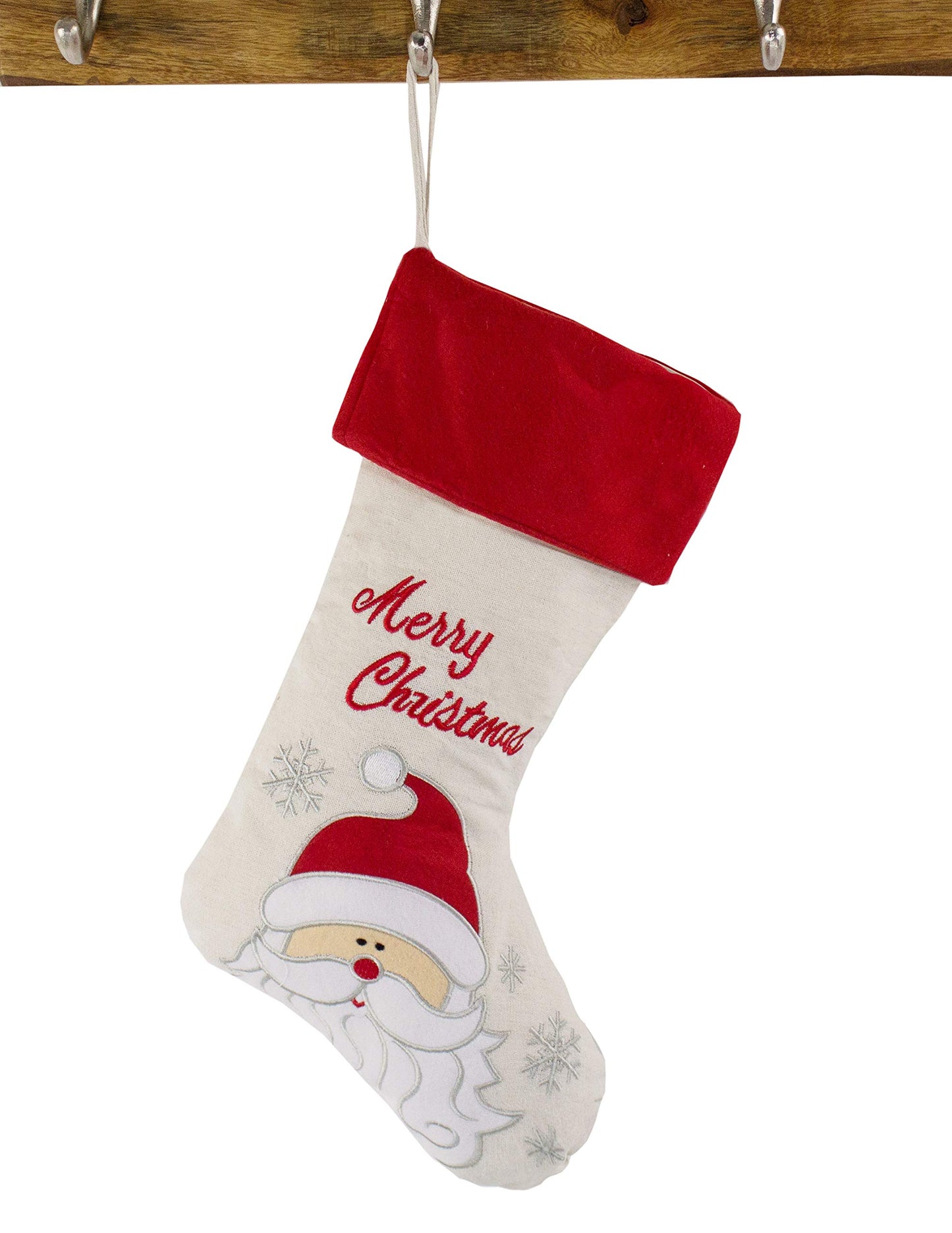 Fennco Styles Holiday Christmas Patterned Linen Hanging Stocking
