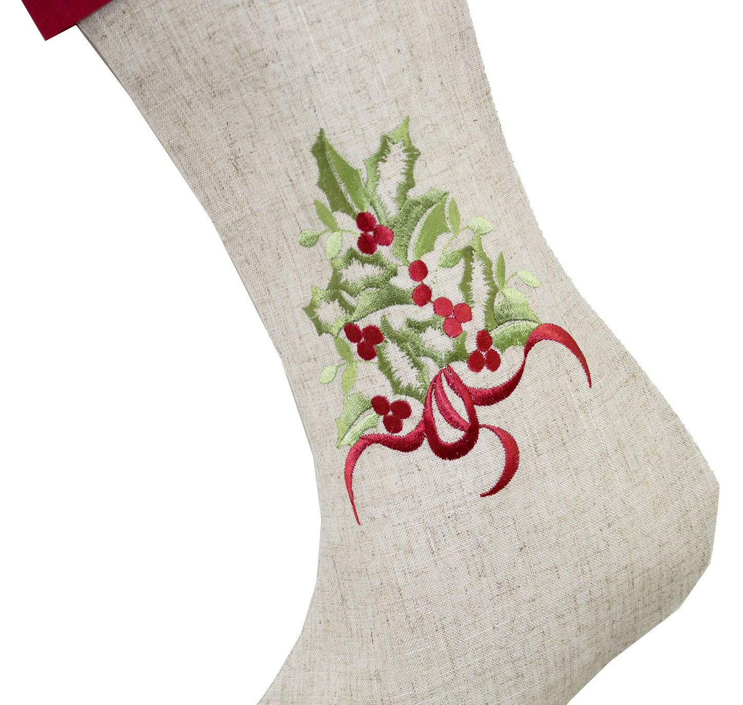 Fennco Styles Embroidered Holly Christmas Tree Holiday Decorative Tree Skirt