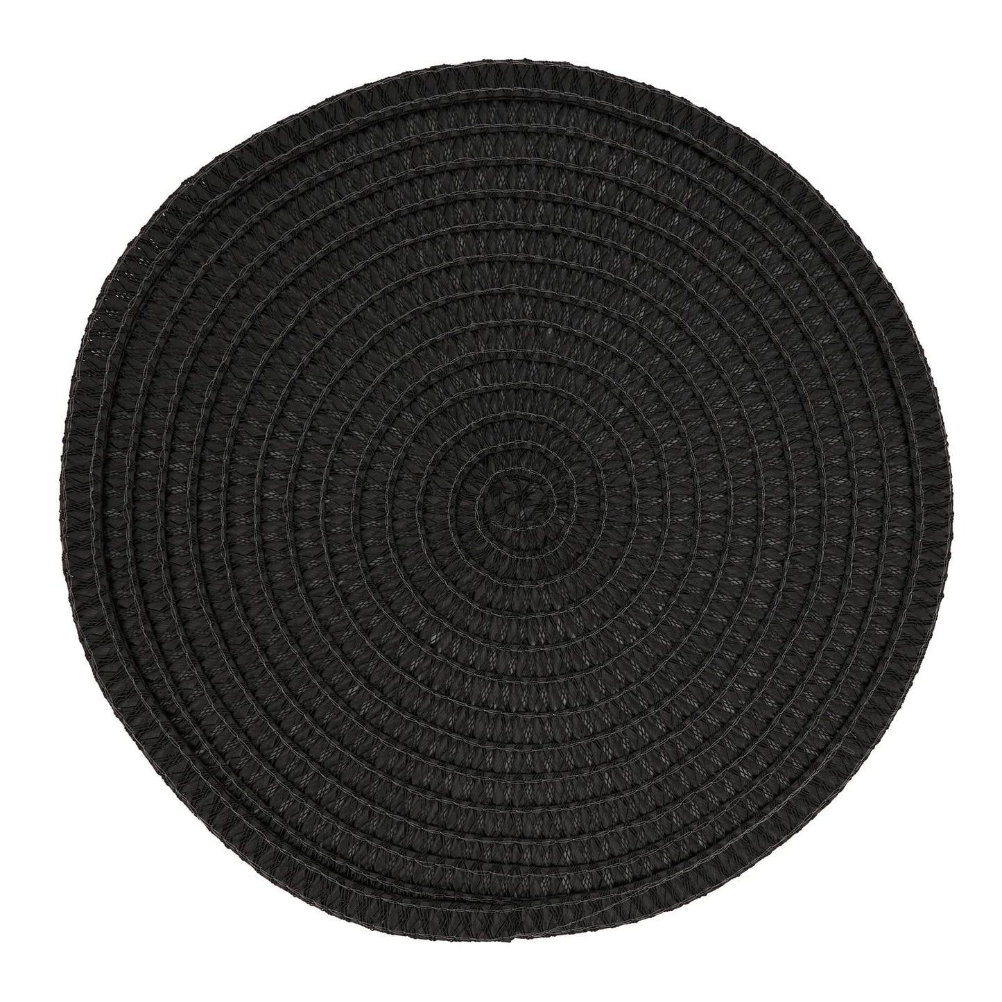 Fennco Styles Modern Everyday Textured Placemats 15 Inches Round, Set of 4 – Black Woven Table Mats for Home, Dining Room Décor, Banquets, Indoor & Outdoor and Special Events
