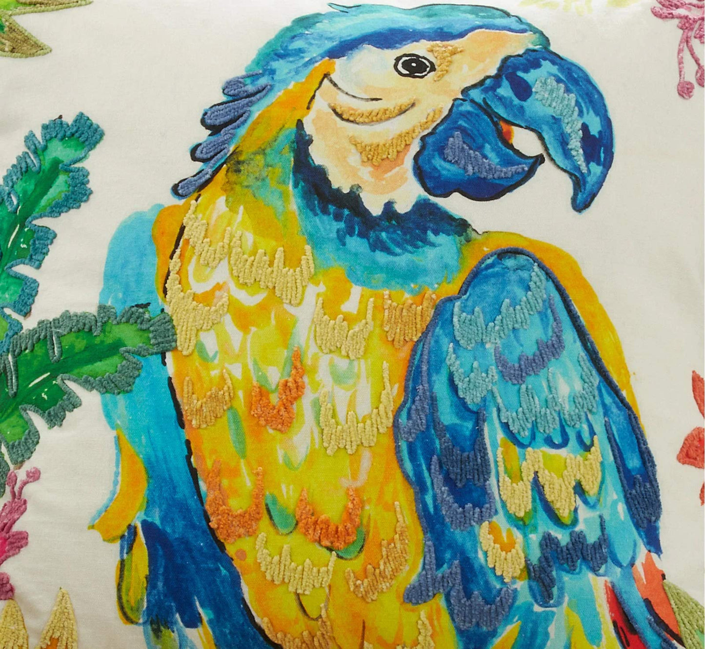 Fennco Styles Embroidered Parrot Cotton Table Runner 16" W x 72" L - Multicolored Table Cover for Home, Dining Table, Banquet, Family Gathering and Special Occasion