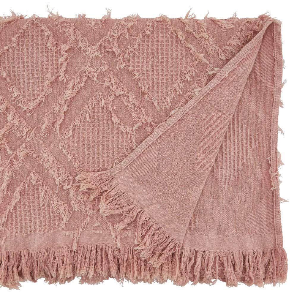 Fennco Styles Waffle Weave Modern Cotton Rectangular Table Runner with Fringe – 16”W x 72”L Table Cover for Home Décor, Dining Table, Banquets, Holidays and Special Occasions