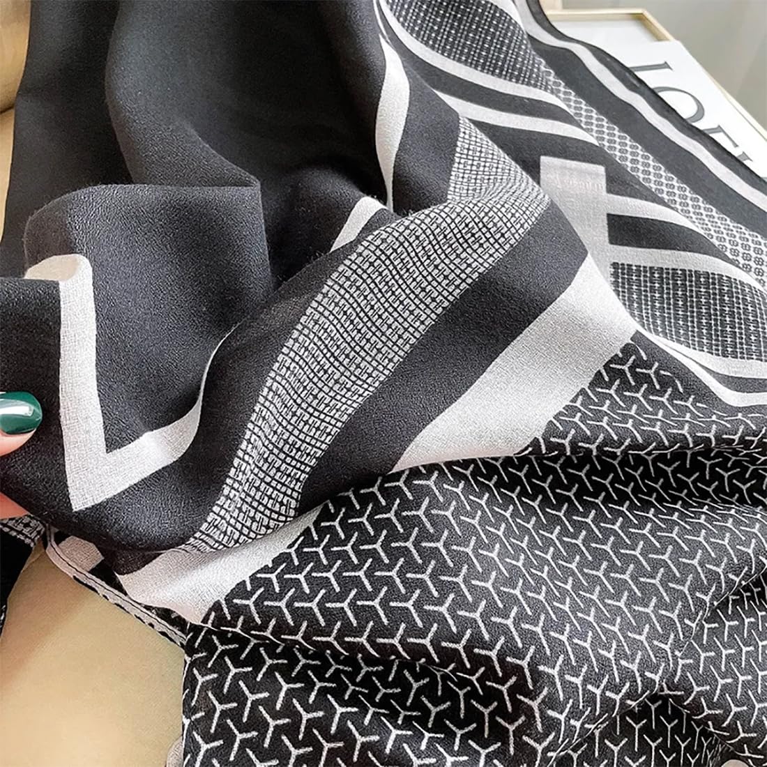 stylesilove Women Stripe Geometric Printed Lightweight Fashion Scarf Large Shawl Scarves Neck Wraps for All Season, 7 Colors