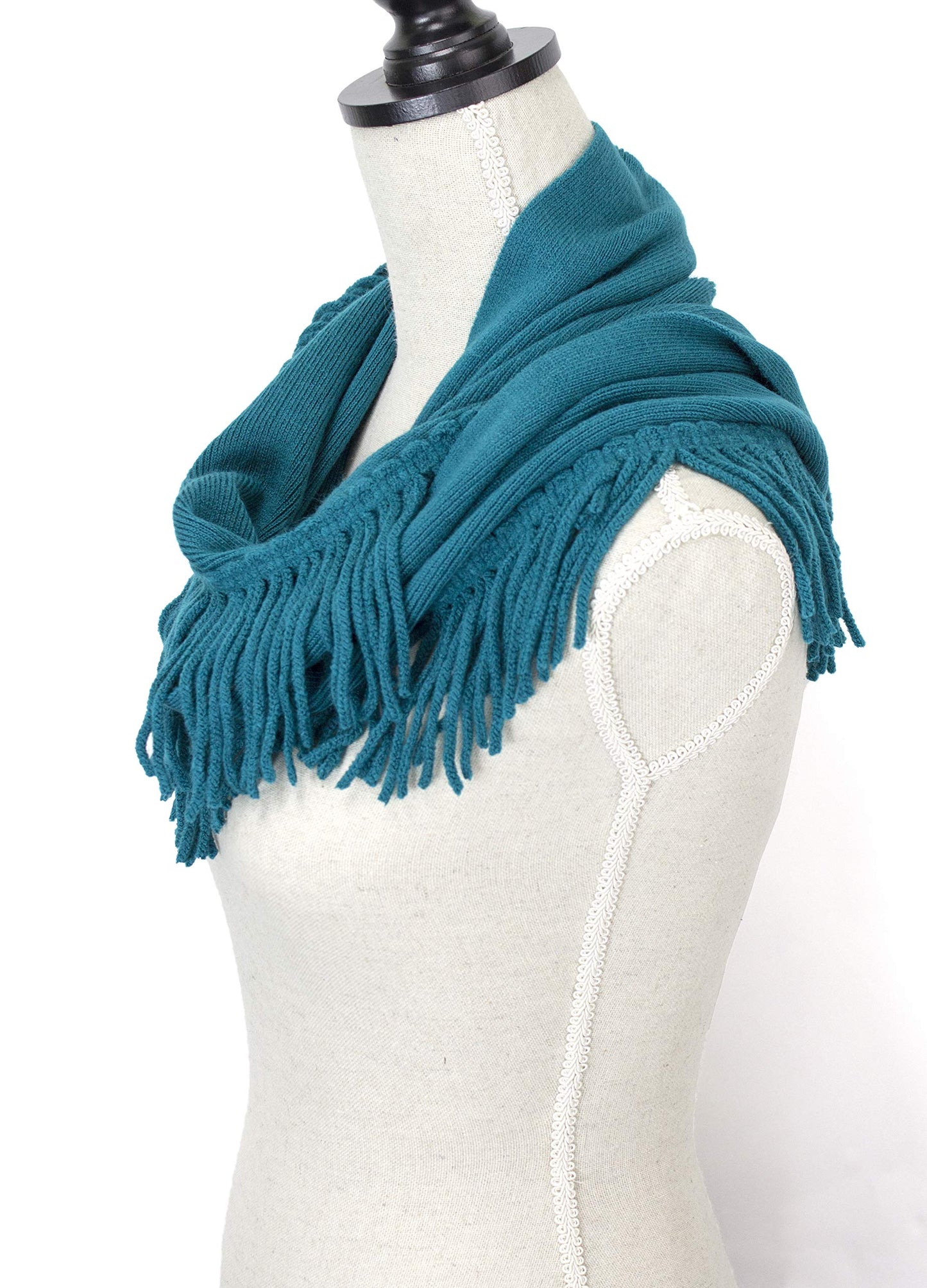 stylesilove Knitted Lightweight Infinity Fringe Women Fashion Scarf - 3 Colors