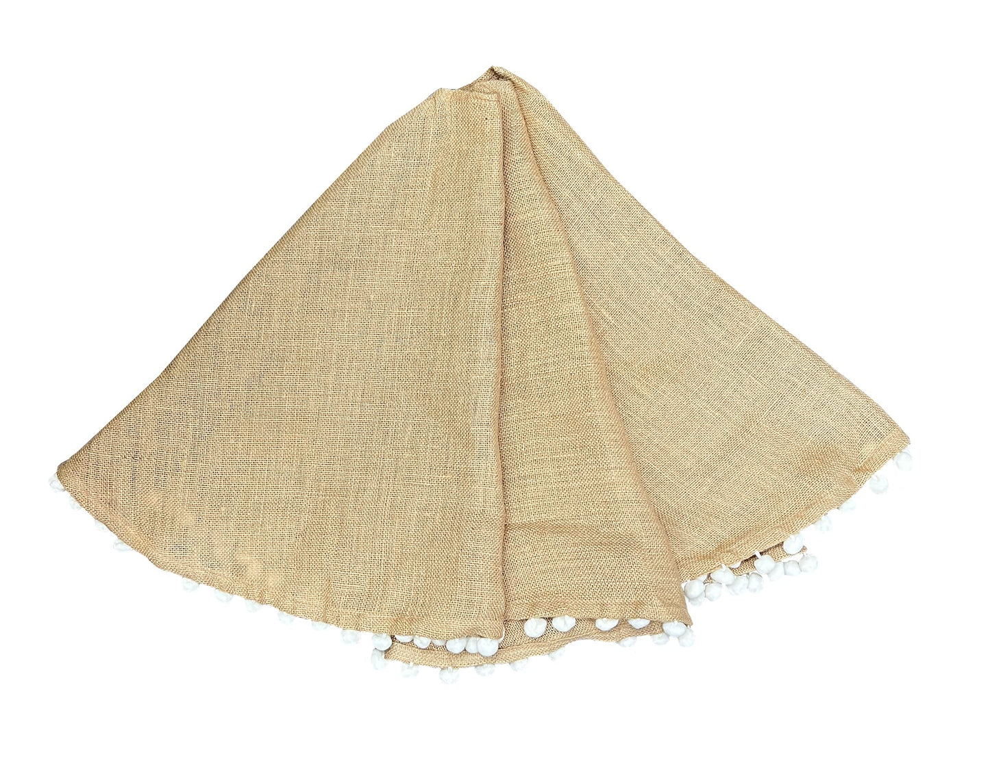 Amy's HomeGoods Pompom Trim Jute Holiday Christmas Tree Skirt (56" Tree Skirt)