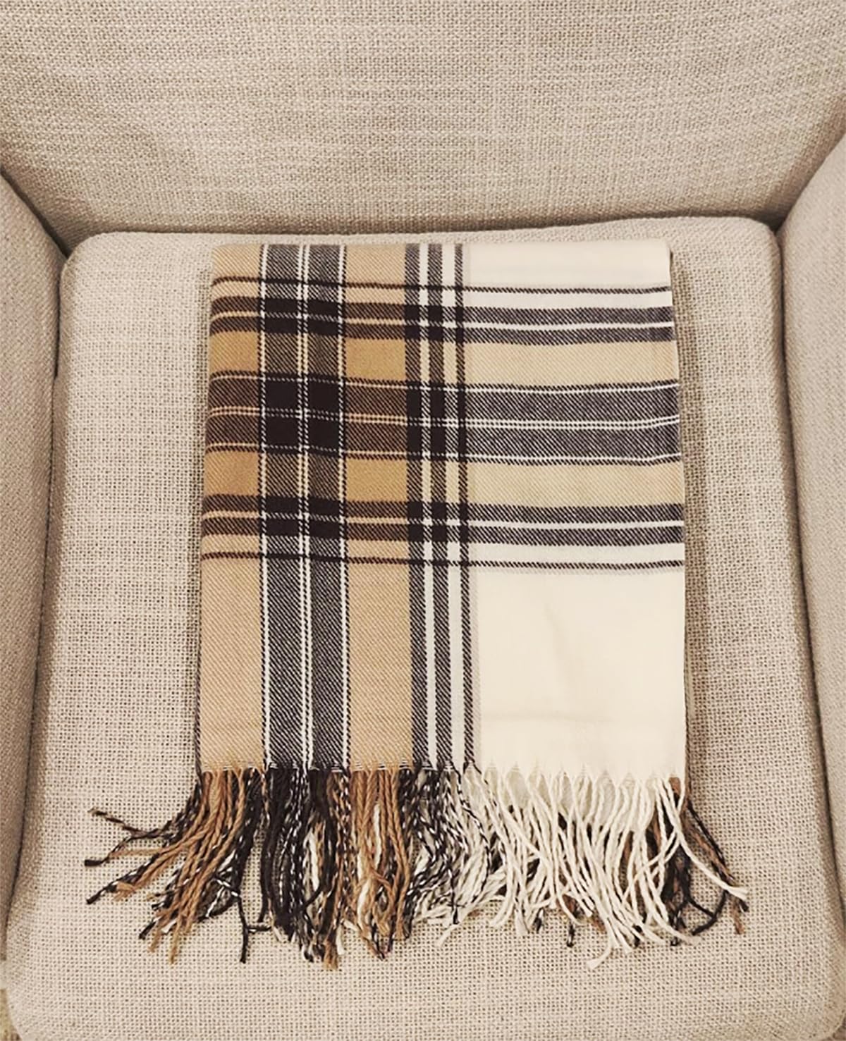 Fennco Styles Classic Plaid Pattern Fringe Throw Blanket 50" W x 60" L - Rustic Cozy Blanket for Home, Couch, Bedroom, Living Room, Office, and Holiday Décor
