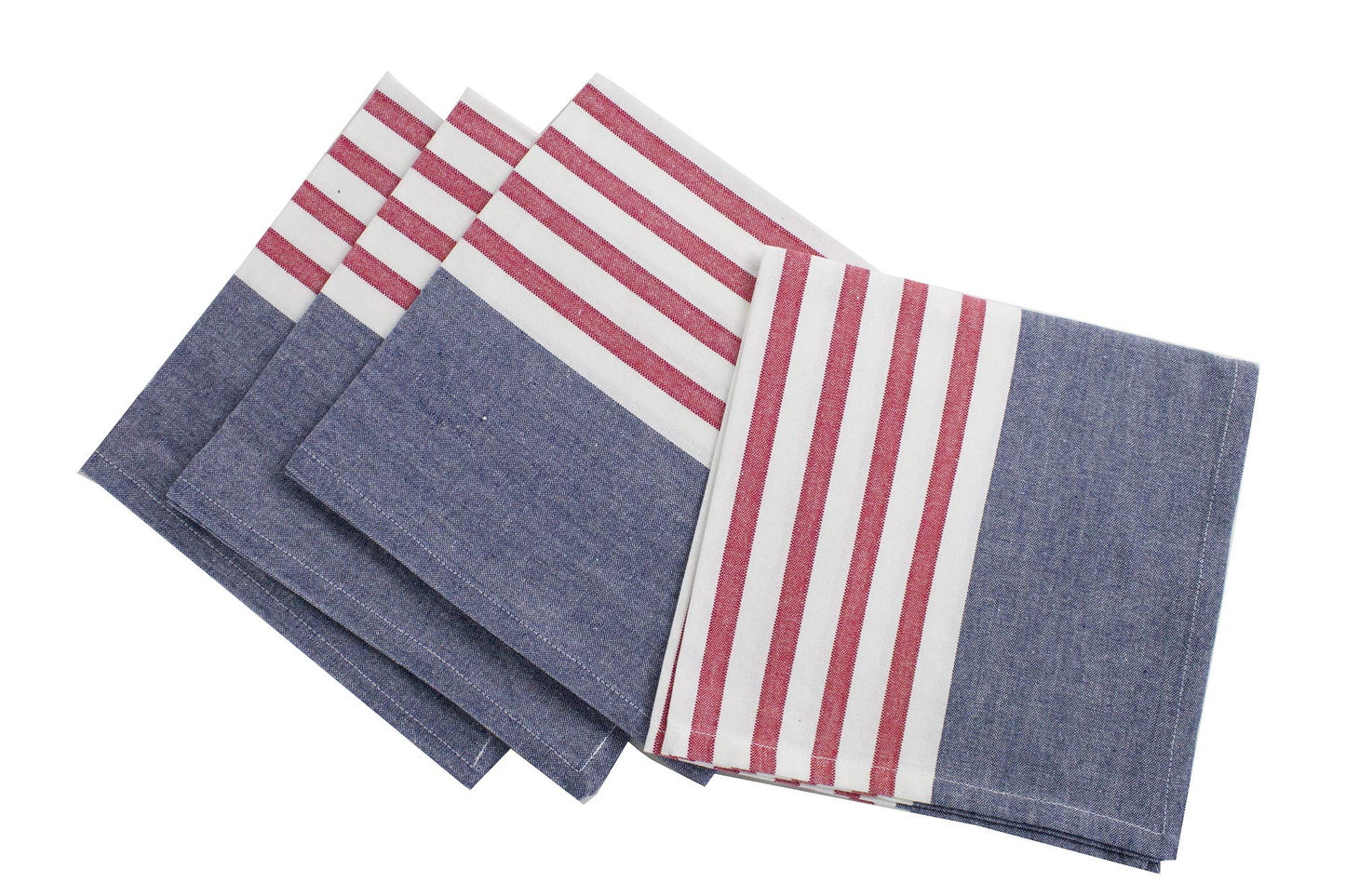 Fennco Styles American Flag Striped Cotton Table Linens