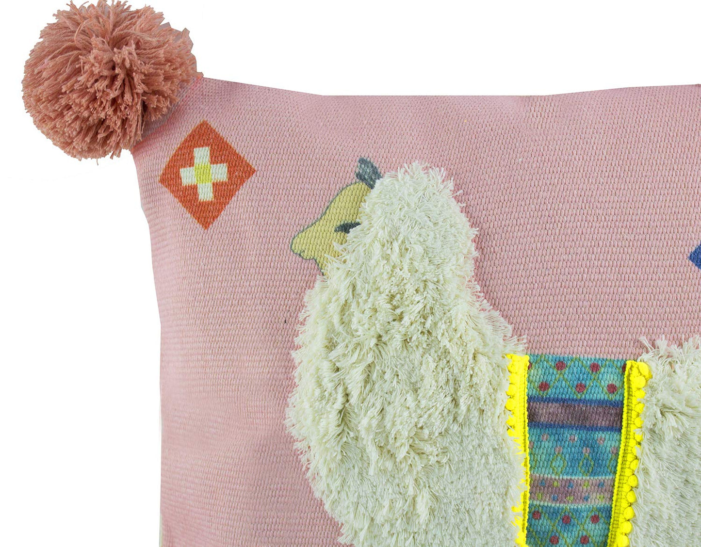 Fennco Styles Woven Applique Indoor Throw Pillow - Square 17 x 17 Inch Decorative Throw Pillow - Cozy Accent Pillow for Couch, Bedroom and Living Room Décor