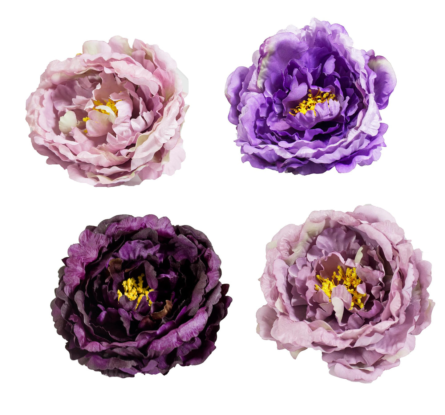 Fennco Styles Handmade Peony Napkin Rings, Set of 4 - Violet Flower Decorative Napkin Holders for Home, Dining Table, Banquet, Family Gathering, Holiday and Special Occasion