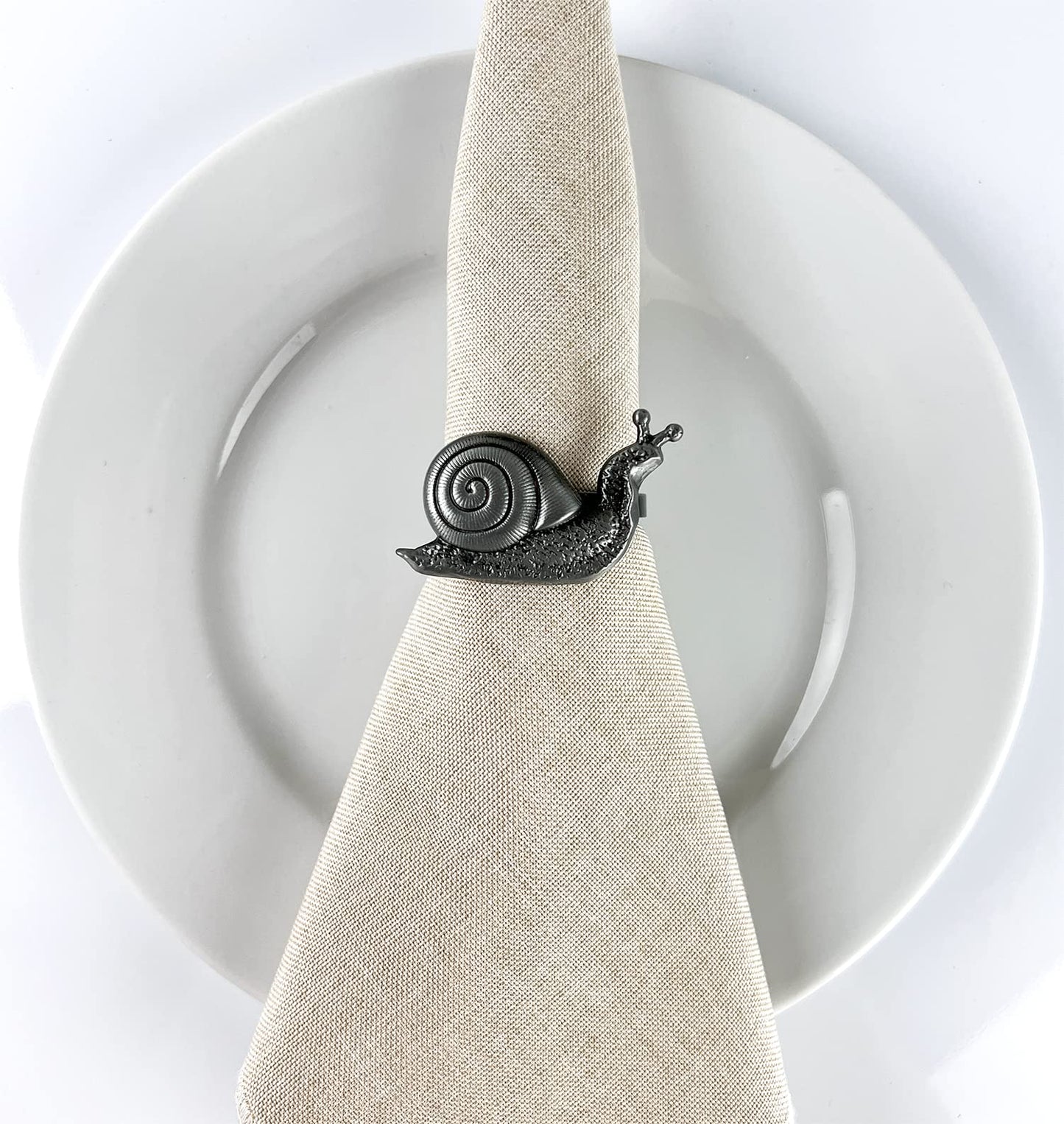 Fennco Styles Nature's Touch Snail Metal Napkin Rings, Set of 4 – Copper Napkin Holders for Family Dinner, Themed Party, Table Décor, Banquets, Holidays and Special Occasion