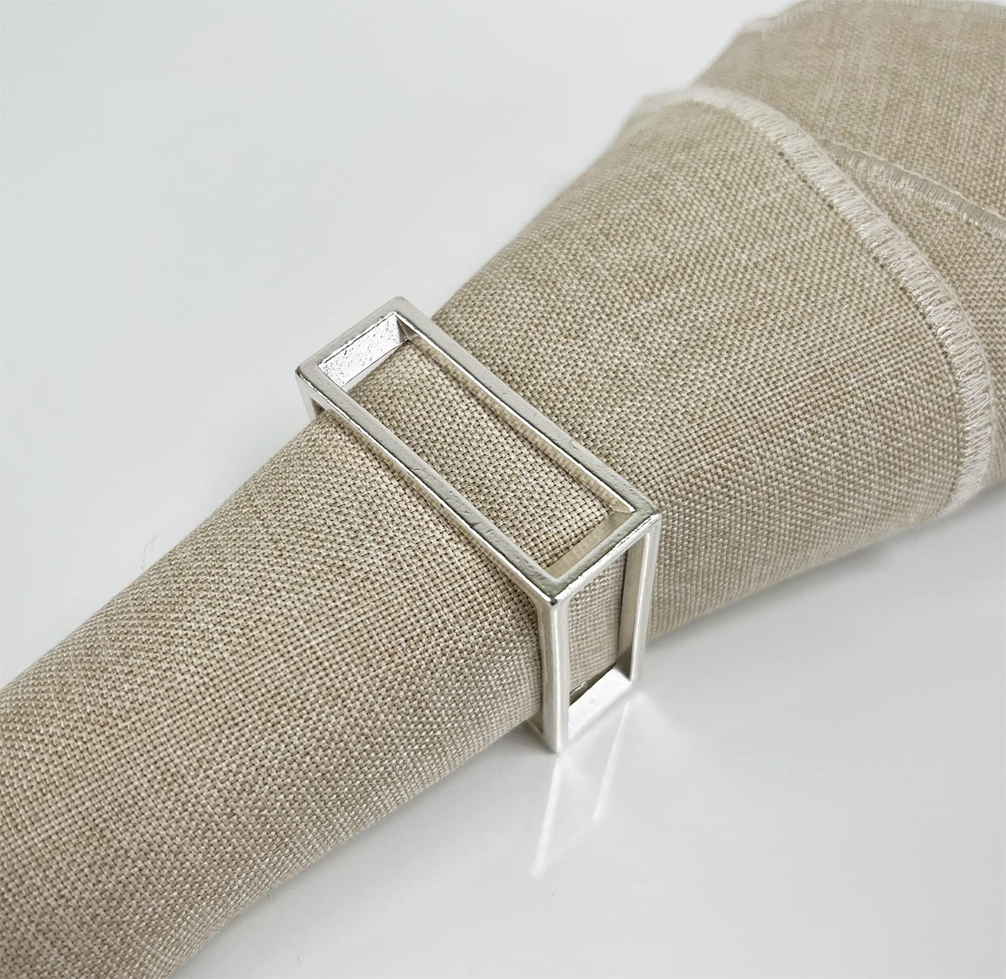 Fennco Styles Square Metal Frame Napkin Rings, Set of 4 - Gold Minimalist Bangle Napkin Holders for Home, Dining Room, Banquets, Family Gatherings, Holidays and Special Occasions
