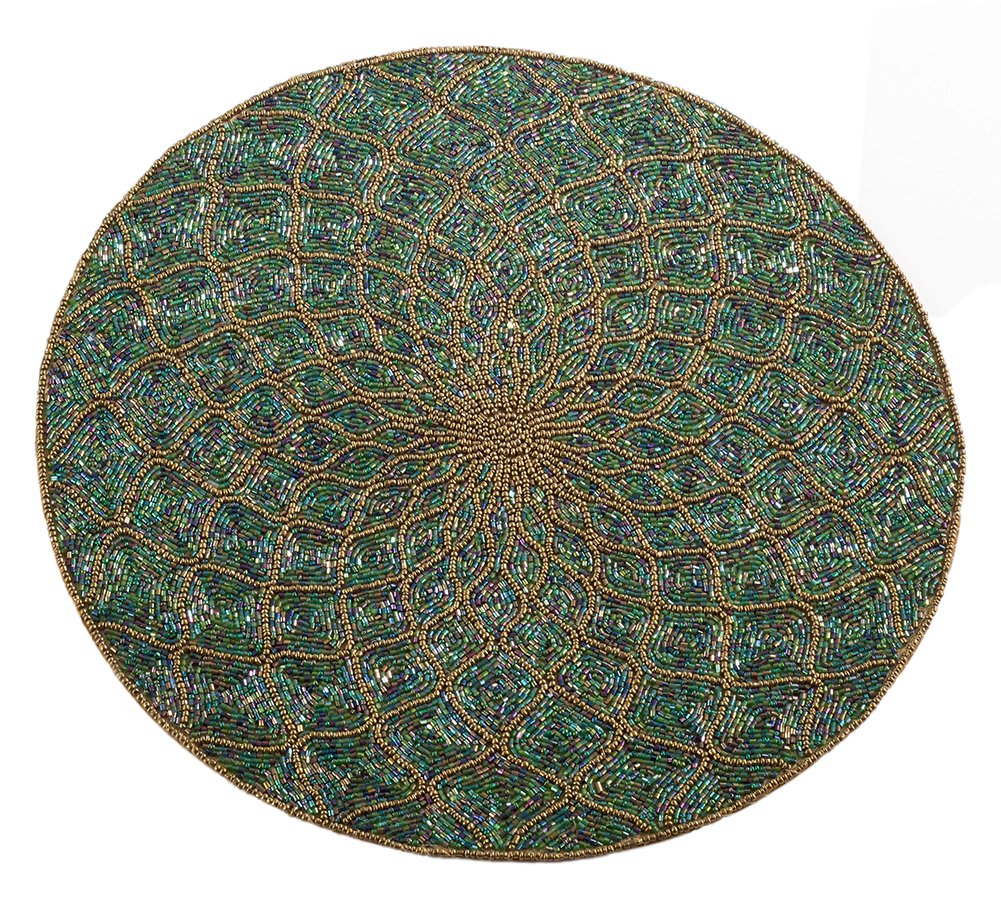 Fennco Styles Handmade Glass Beaded 15-inch Round Home Decor Placemat - 1-Piece