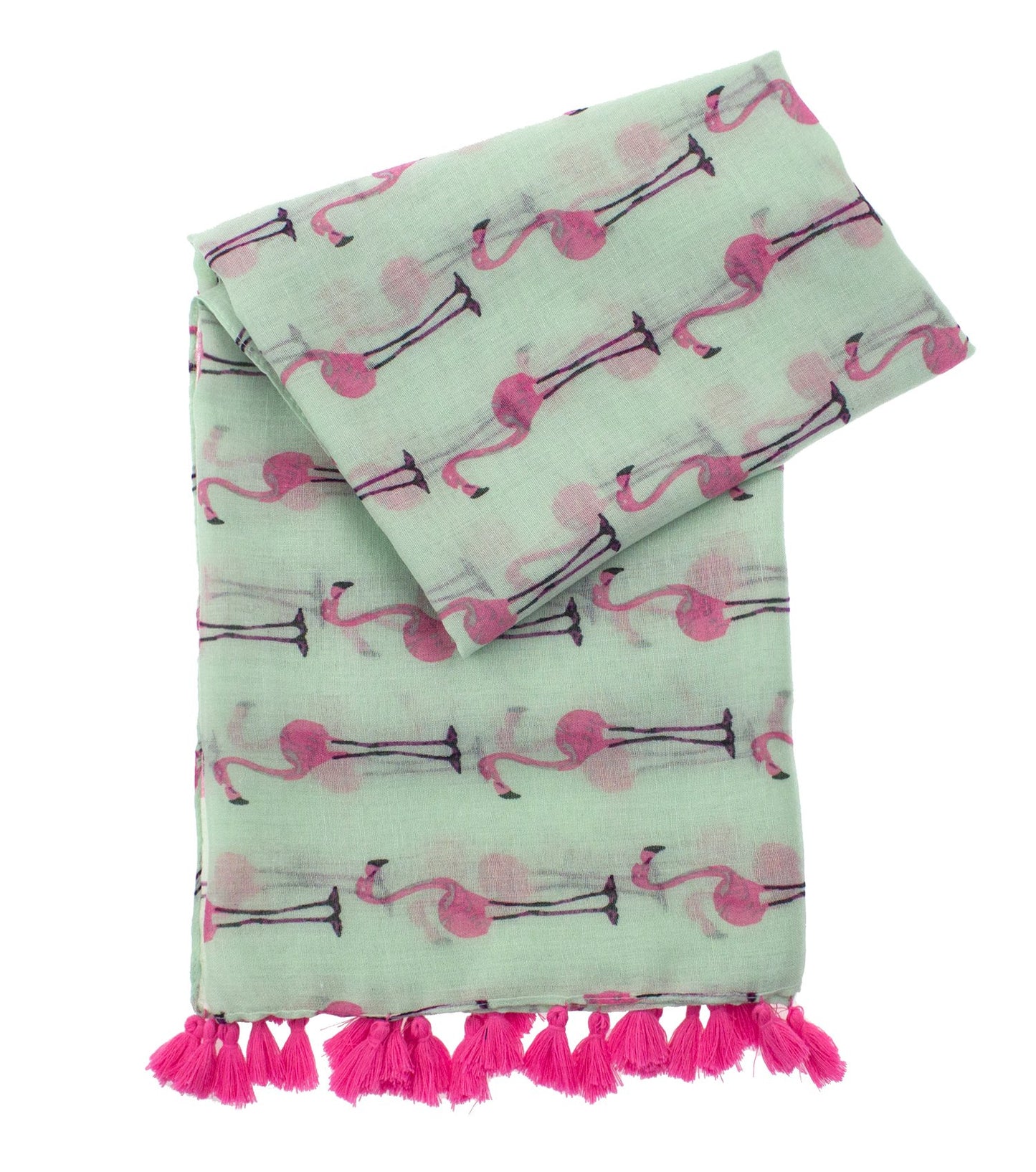 stylesilove Lightweight Womens Flamingo Tassels Soft Cotton Scarf Shawl