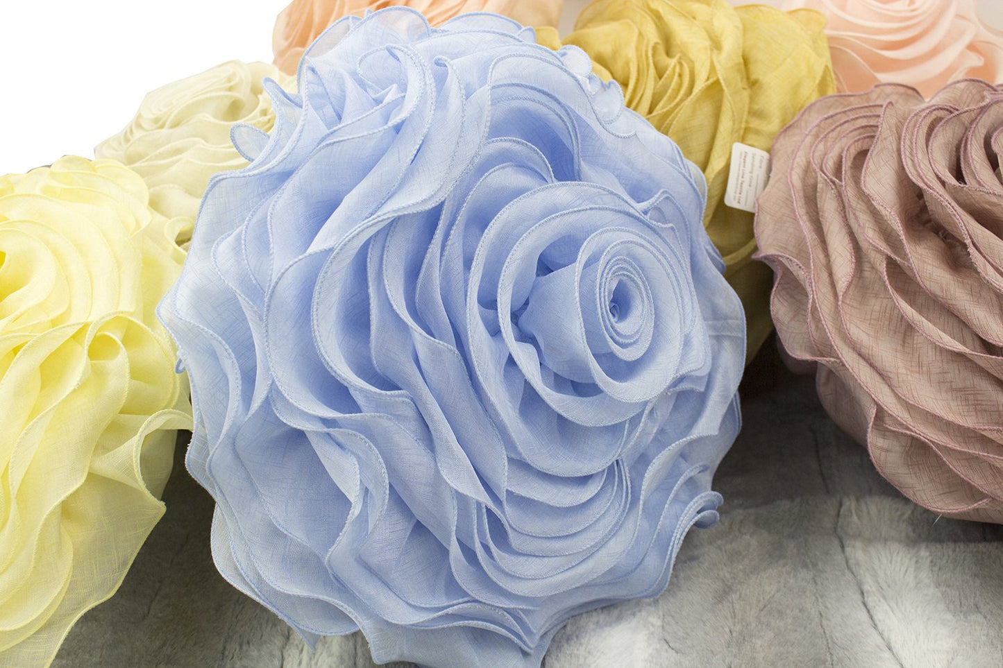 Fennco Styles Beautiful Handmade 3D Rose with Custom Made Fabric Decorative Throw Pillow 16" Round
