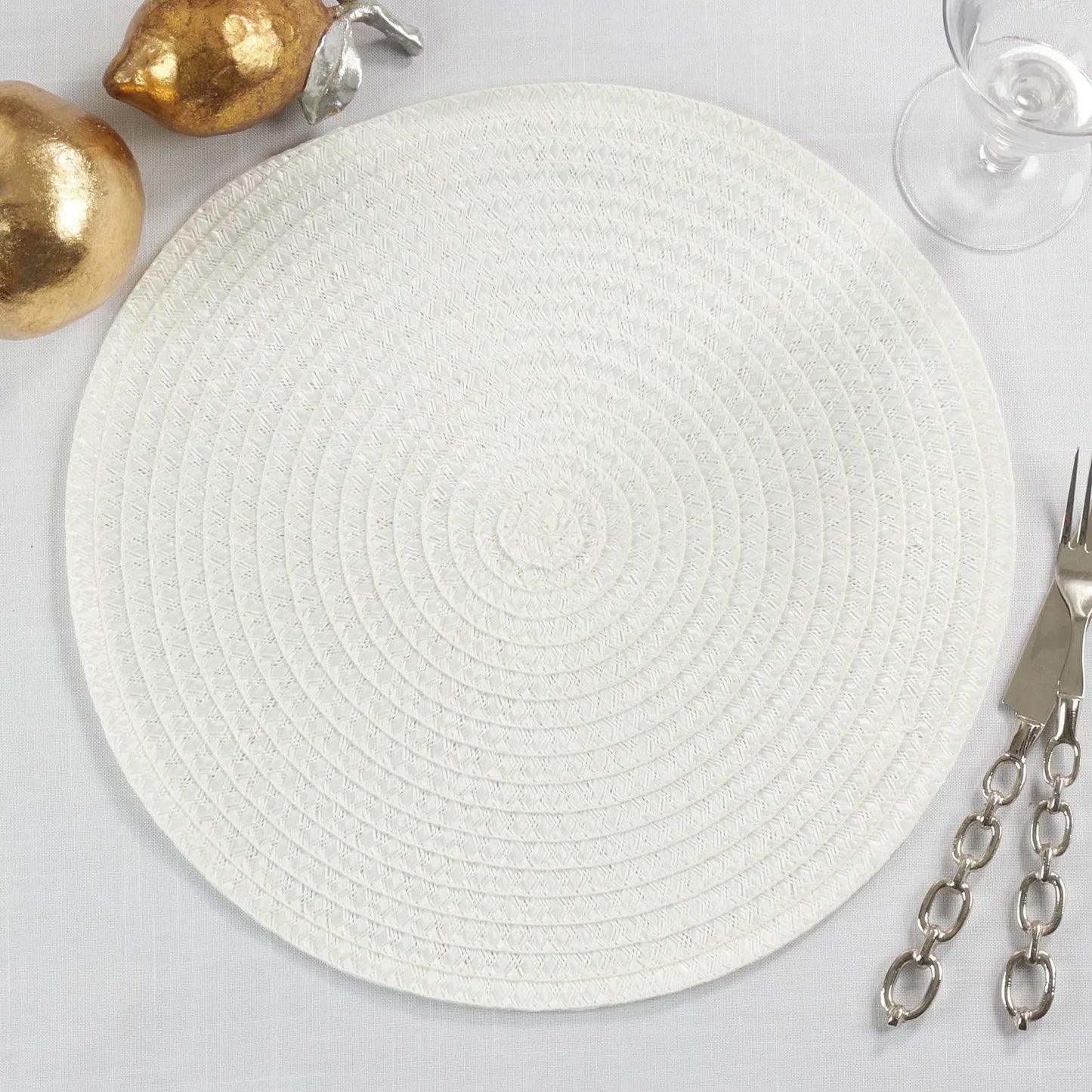 Fennco Styles Modern Everyday Textured Placemats 15 Inches Round, Set of 4 – Black Woven Table Mats for Home, Dining Room Décor, Banquets, Indoor & Outdoor and Special Events