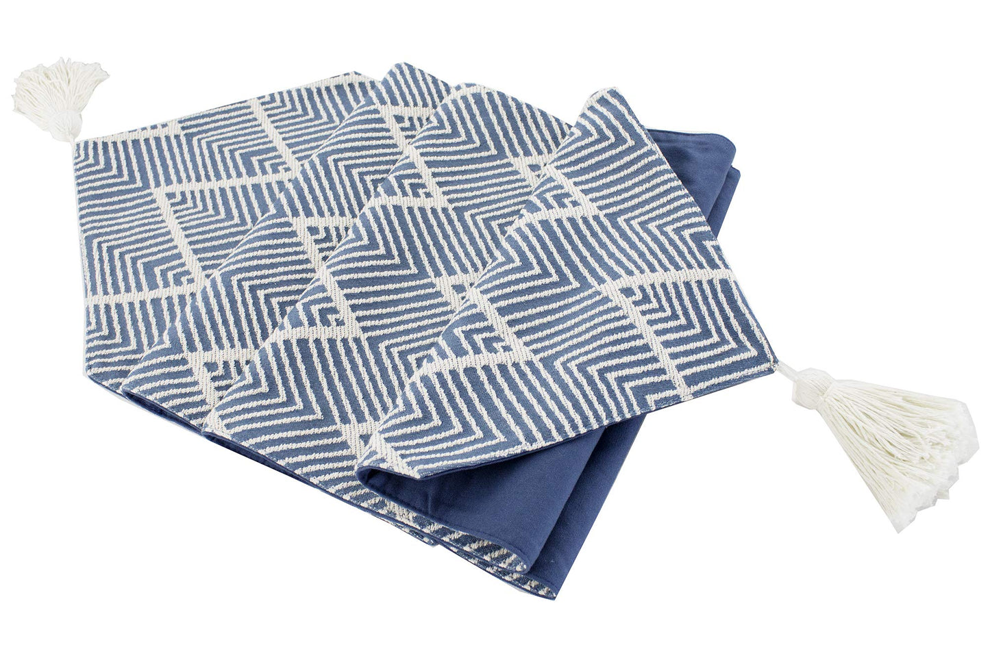 Fennco Styles Contemporary Chevron Tassel Cotton Blend 14 x 71 Inch Table Runner – Woven Table Runner for Indoor Party, Family Gathering, Beach House and Home Décor